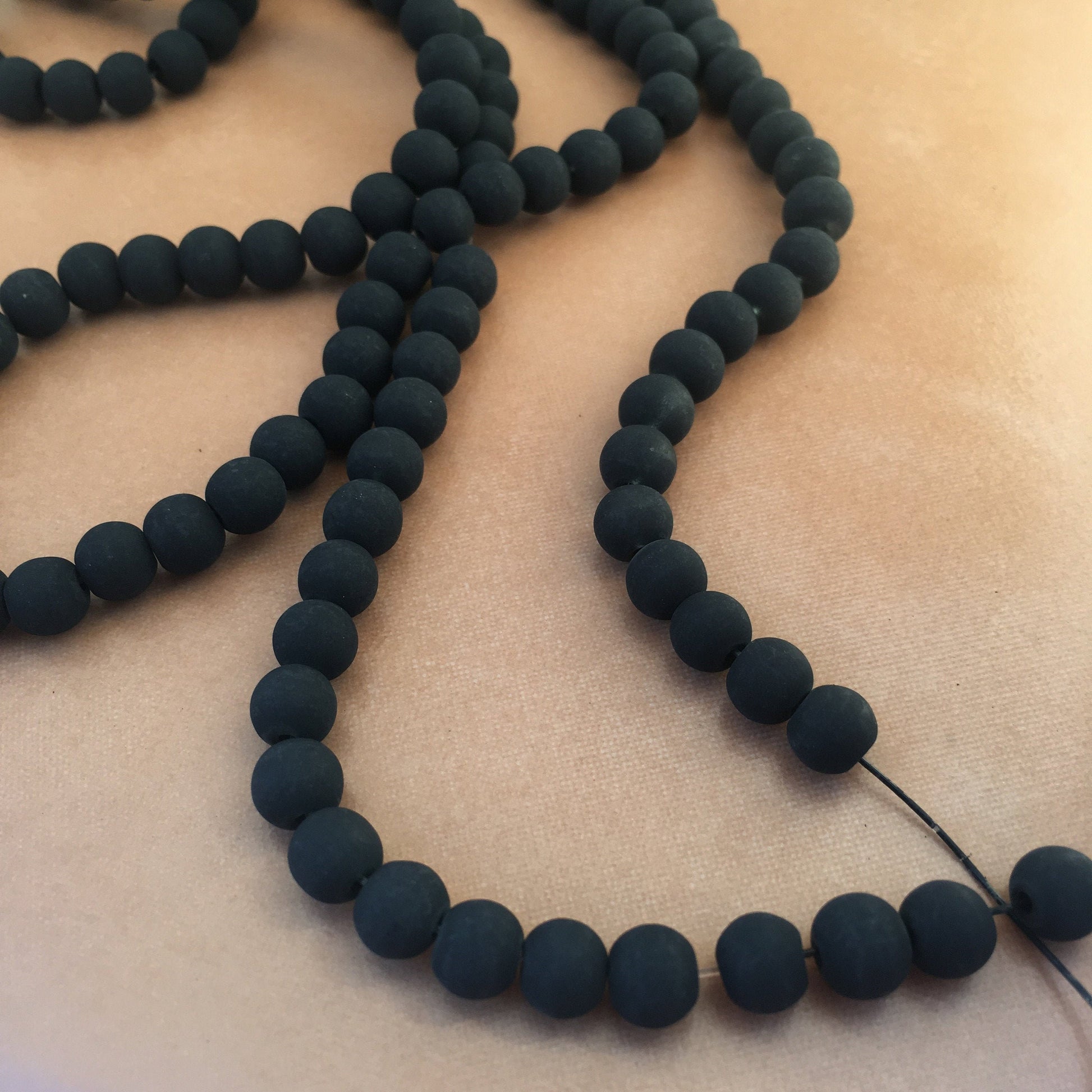 Black Frosted Glass Beads