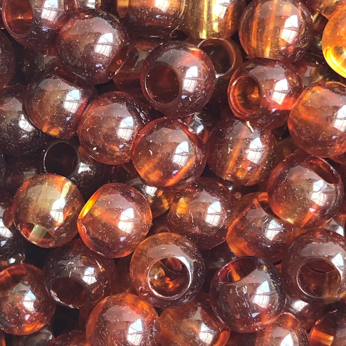 Honey Brown Macrame Beads 10mm Round Resin Pony Dreadlock Bead 50 Pieces