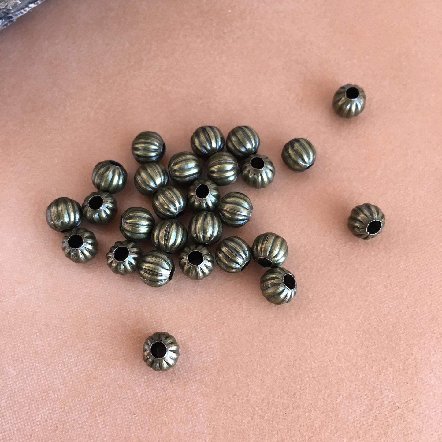 Bronze Metal Beads 5mm Round Corrugated Iron Pumpkin Spacer Bead 100 Pieces