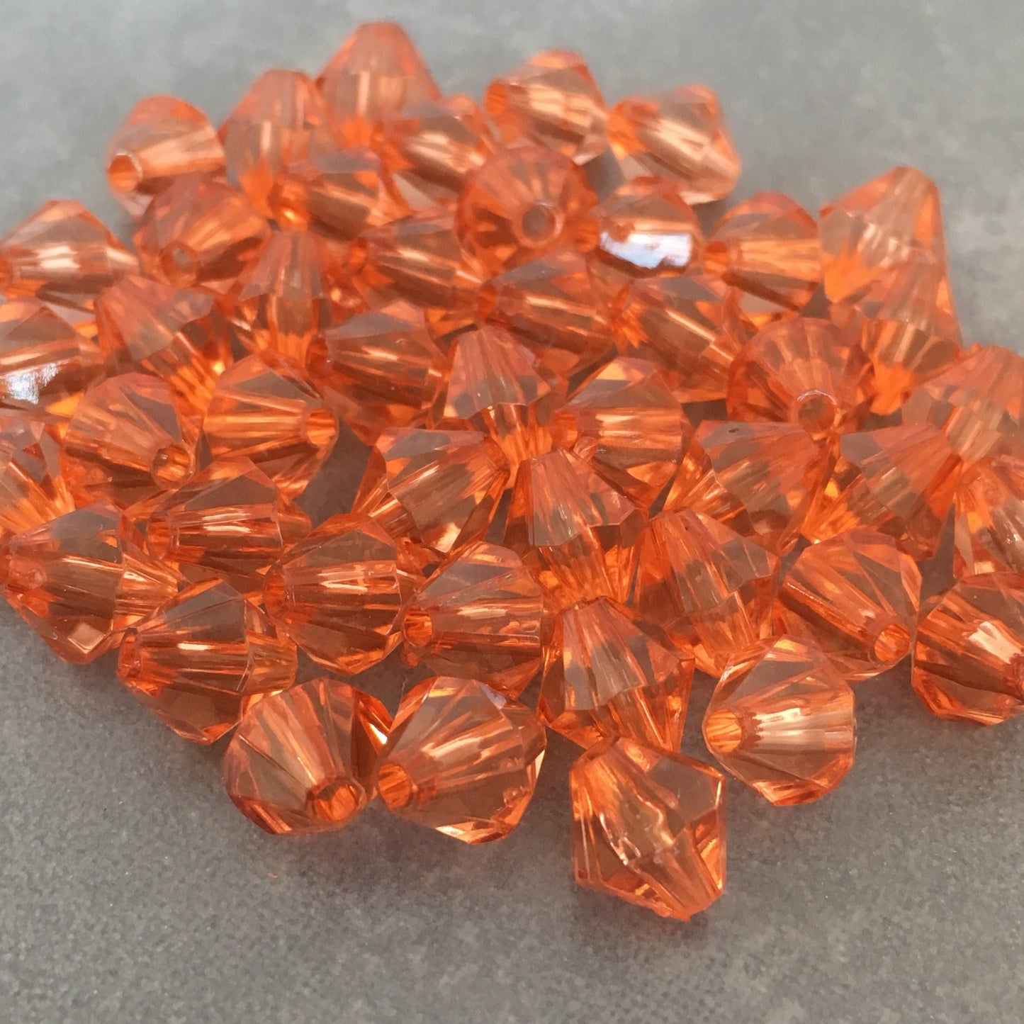 50 Pieces Orange Bicone Beads, 8mm Faceted Acrylic Bead for Jewellery Making