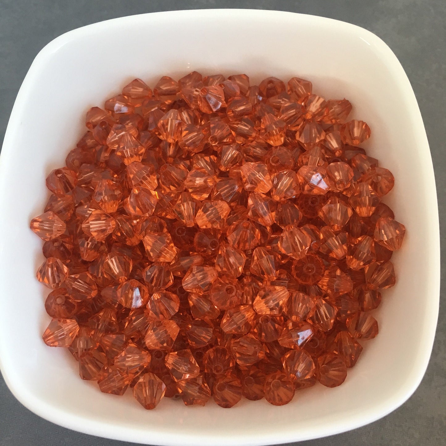 50 Pieces Orange Bicone Beads, 8mm Faceted Acrylic Bead for Jewellery Making