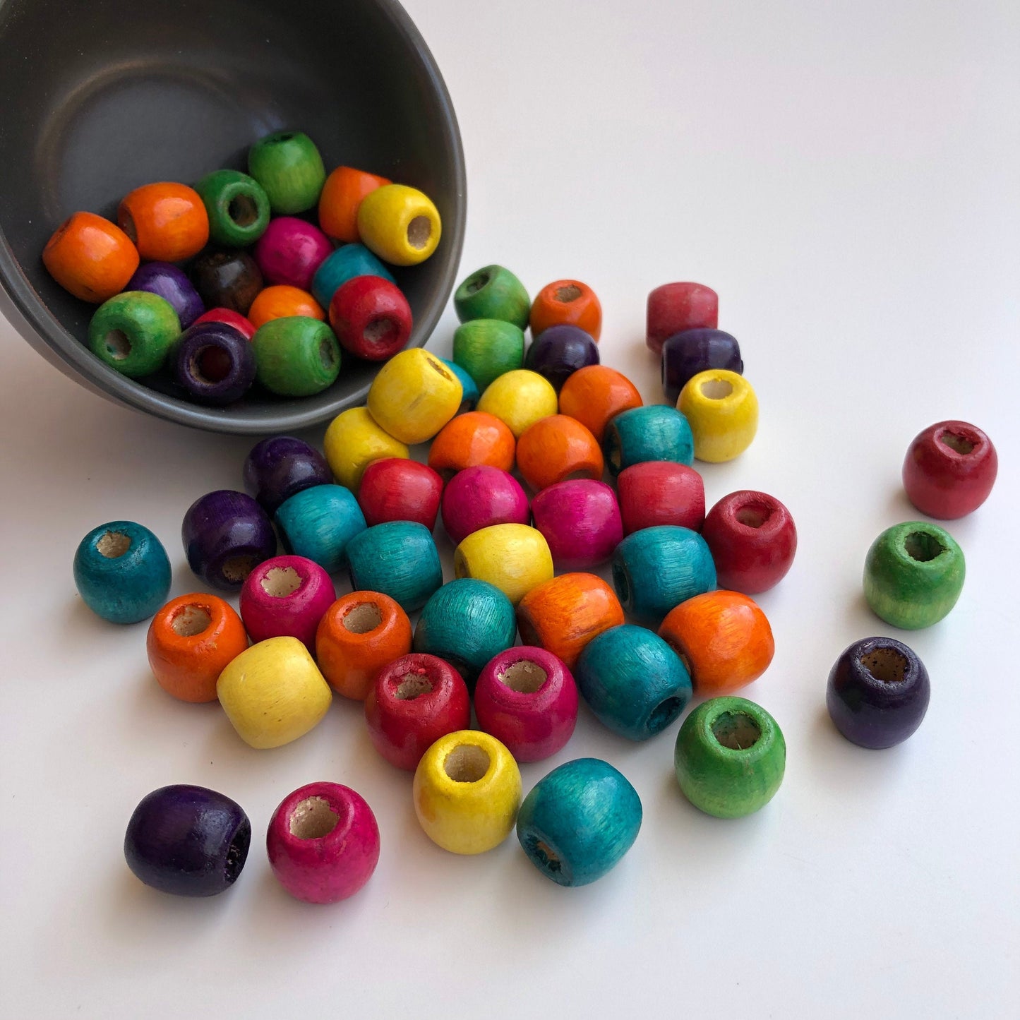 Mixed Multi Colour Macrame Bead 16mm Drum Barrel Shape Wood Craft Bead 25 Pieces
