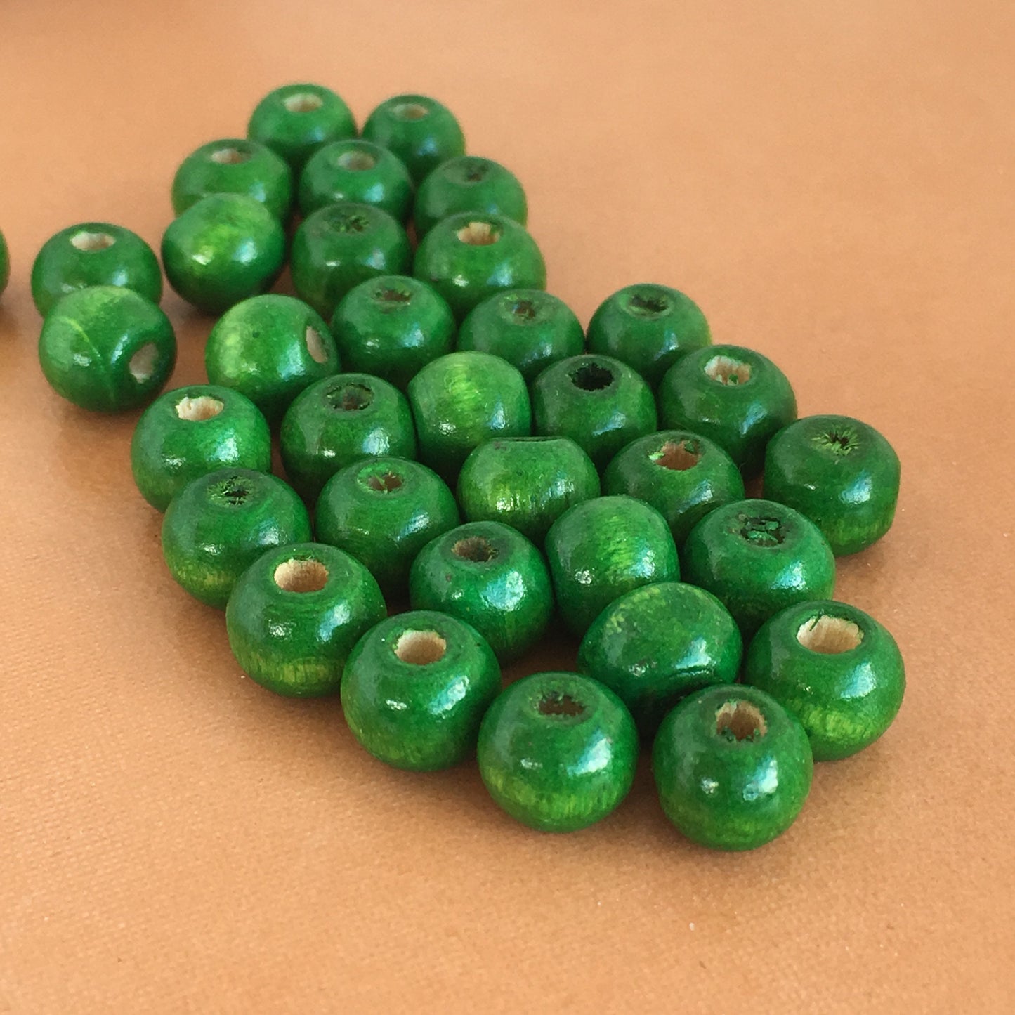 Green Wood Bead 8.5mm Round Craft Spacer Beads 150 Pieces
