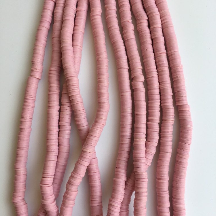 Clay Polymer Beads 6x1mm Dirty Pink 380pcs Disc Boho Jewellery Making Beads 45cm Strand