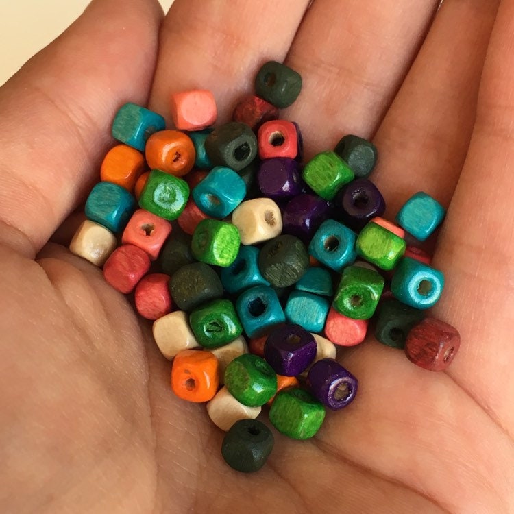 Mixed Wooden Cube Beads 5mm DIY Bracelet Necklace Craft Spacer Bead 250 Pieces