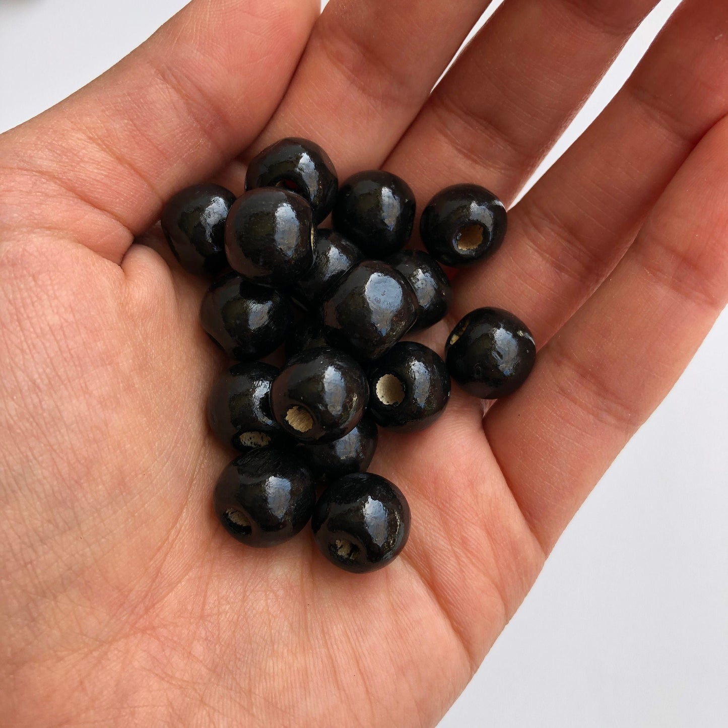 Black Wood Beads 12mm Round Wooden Craft Jewellery Bead 50 Pieces