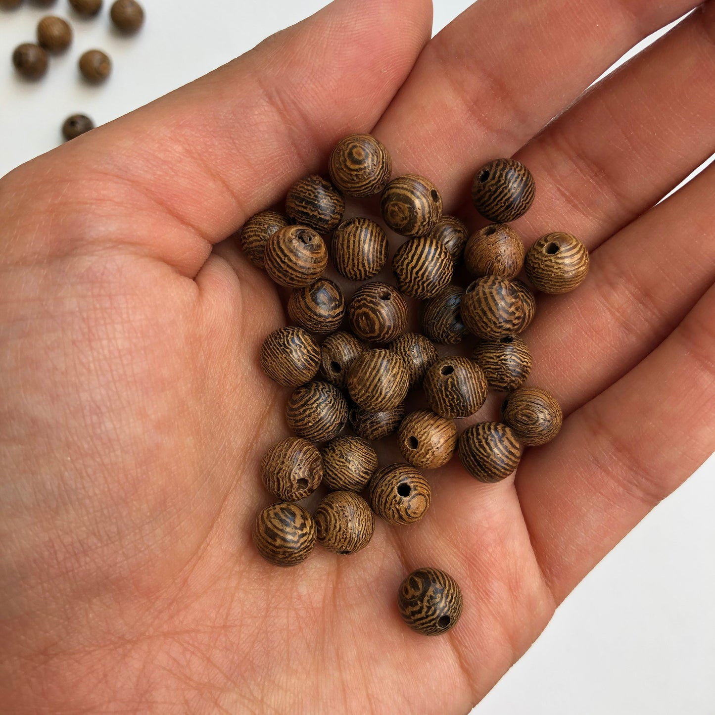 Walnut Brown Hardwood Beads 8mm Round Polished Tiger Wood Bead 100 Pieces