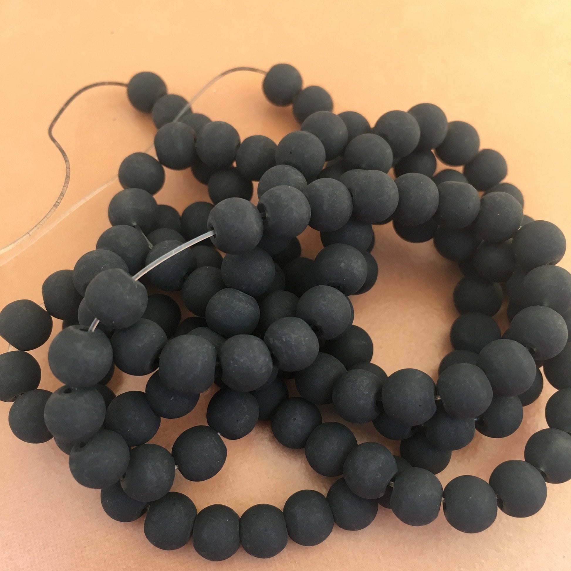 Black Frosted Glass Beads