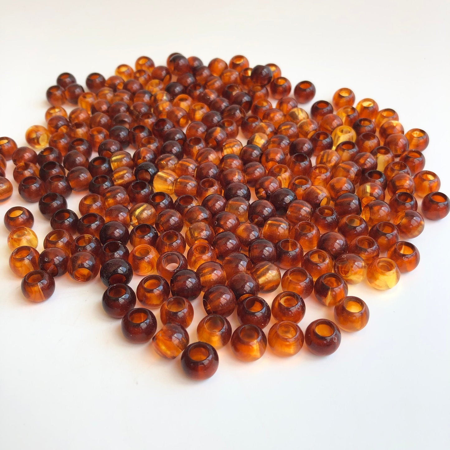 Honey Brown Macrame Beads 10mm Round Resin Pony Dreadlock Bead 50 Pieces