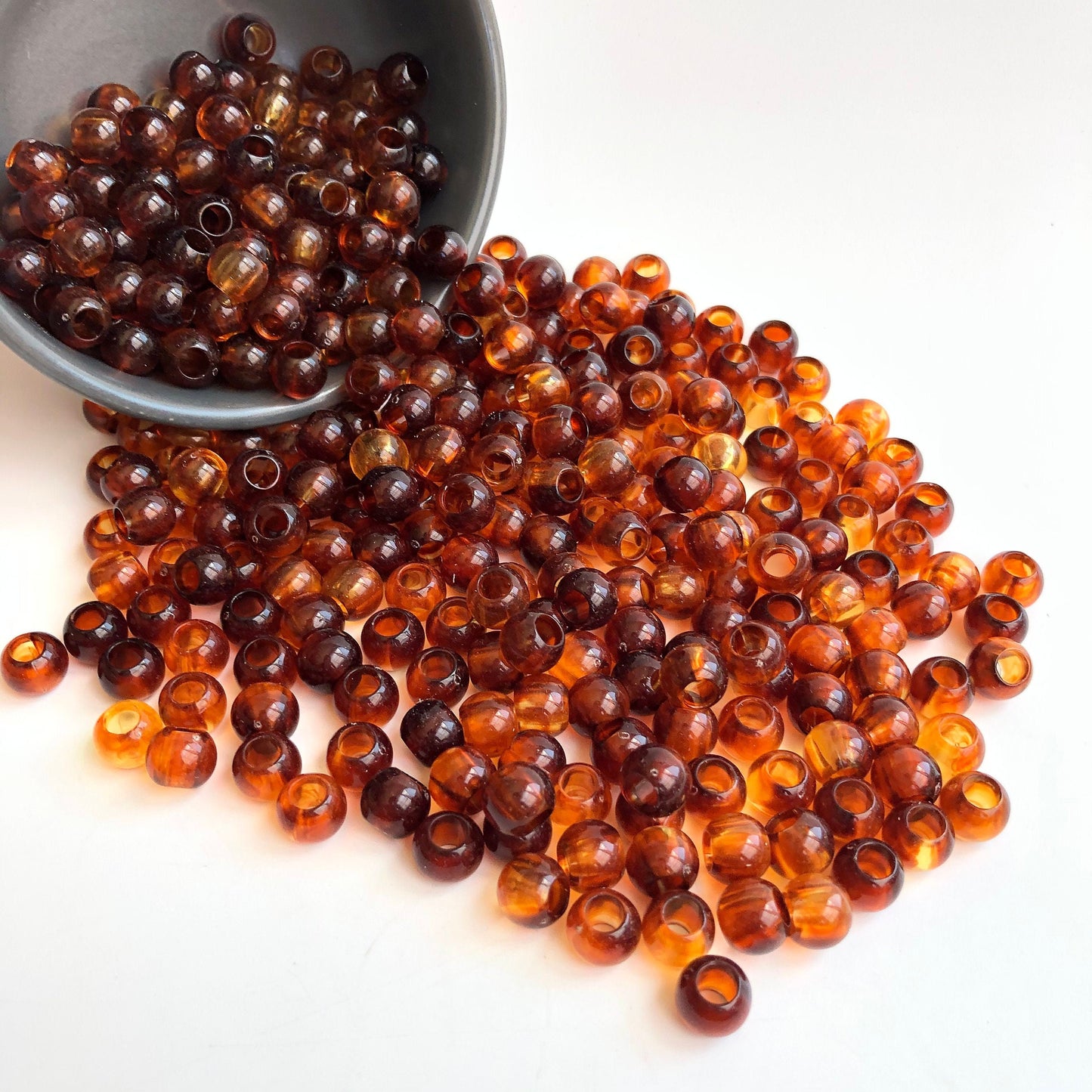 Honey Brown Macrame Beads 10mm Round Resin Pony Dreadlock Bead 50 Pieces