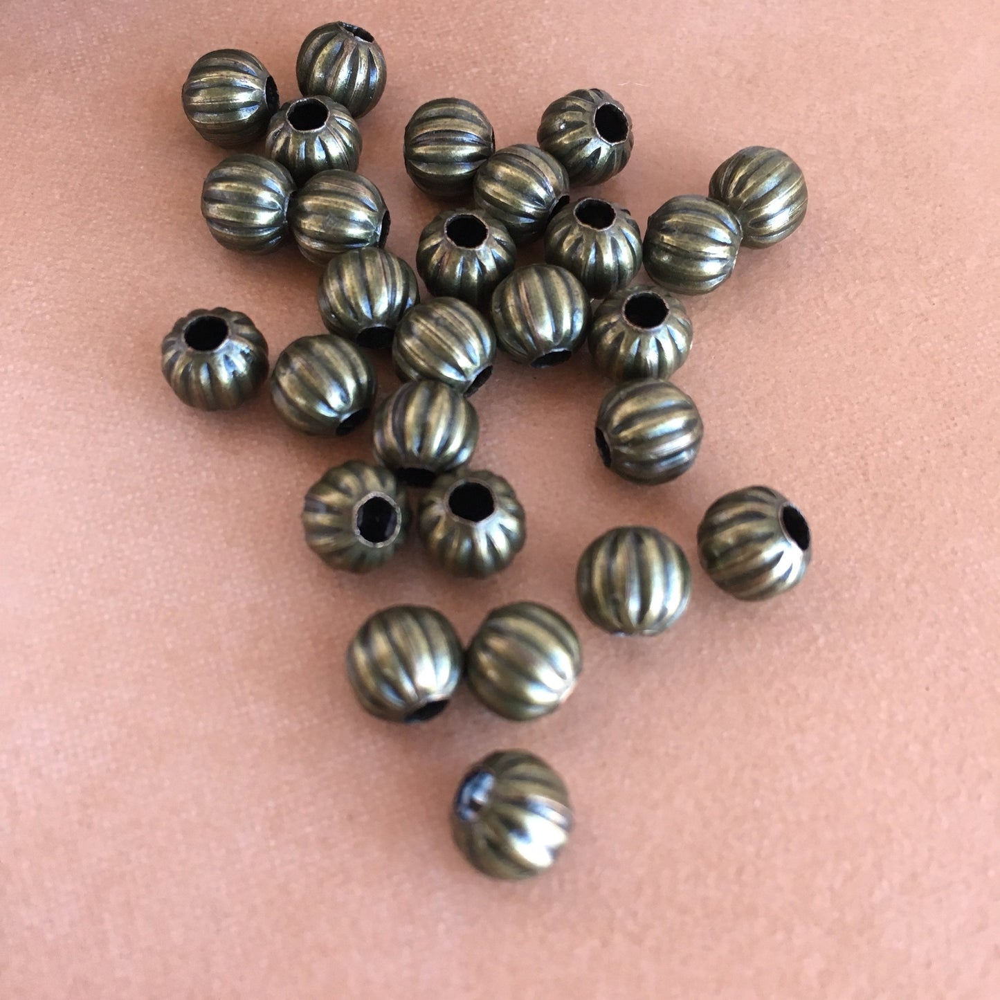 Bronze Metal Beads 5mm Round Corrugated Iron Pumpkin Spacer Bead 100 Pieces
