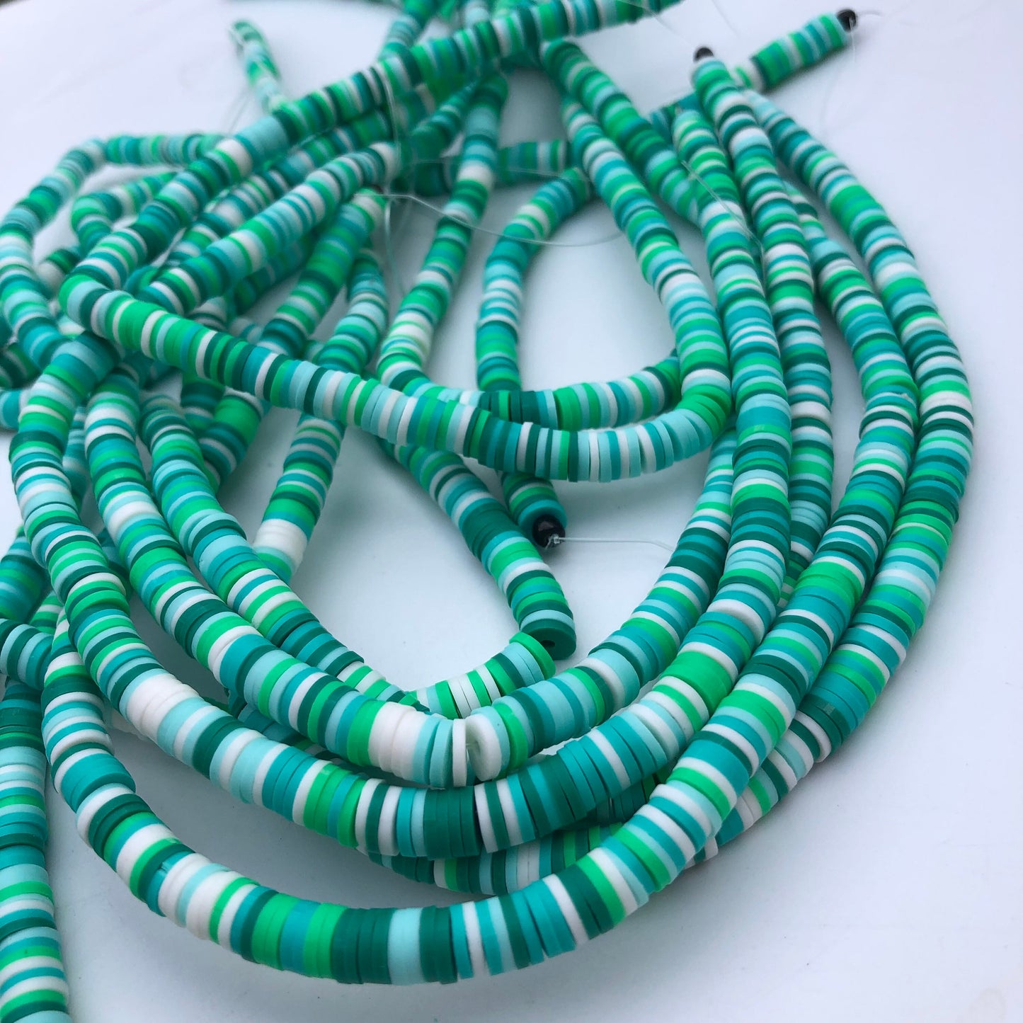 Mixed Green Polymer Clay Disc Beads 330pcs Strand Katsuki Bead 6mm