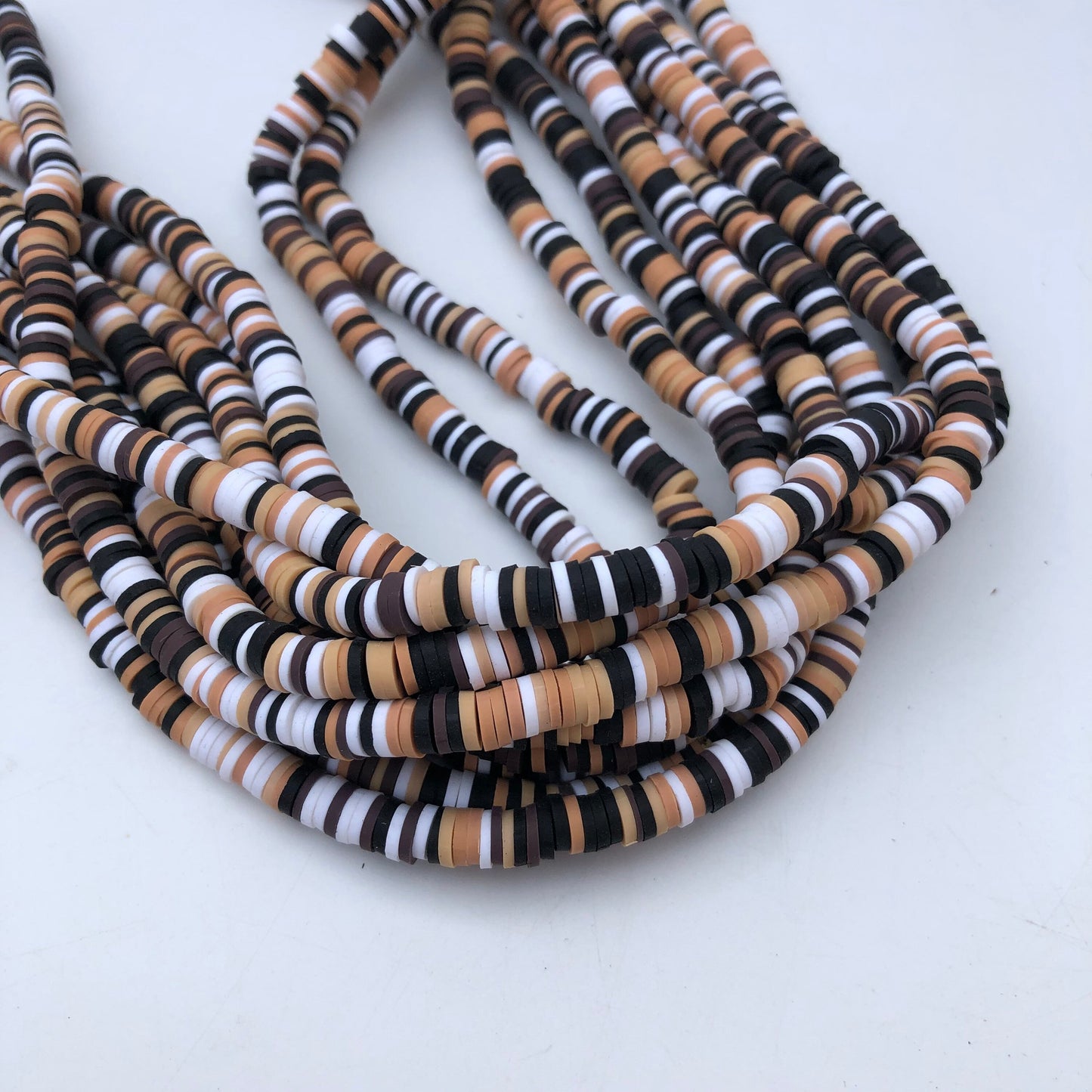 Mixed Brown Polymer Clay Disc Beads 330pcs Strand Katsuki Bead 6mm