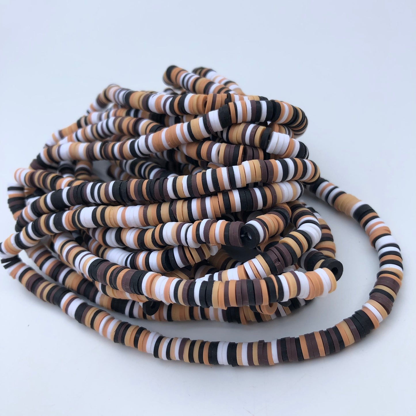 Mixed Brown Polymer Clay Disc Beads 330pcs Strand Katsuki Bead 6mm