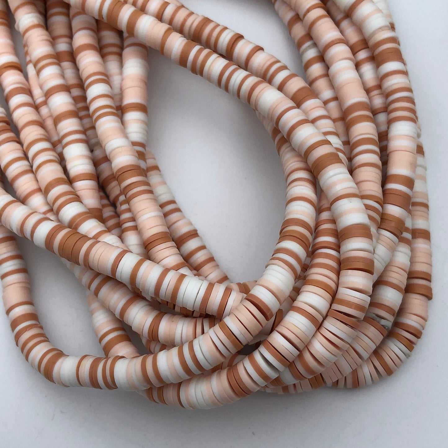 Beige and Brown Polymer Clay Disc Beads 330pcs Strand Mixed Katsuki Bead 6mm