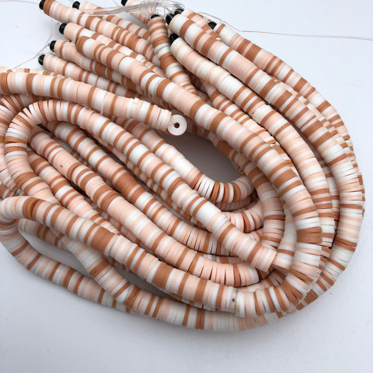 Beige and Brown Polymer Clay Disc Beads 330pcs Strand Mixed Katsuki Bead 6mm