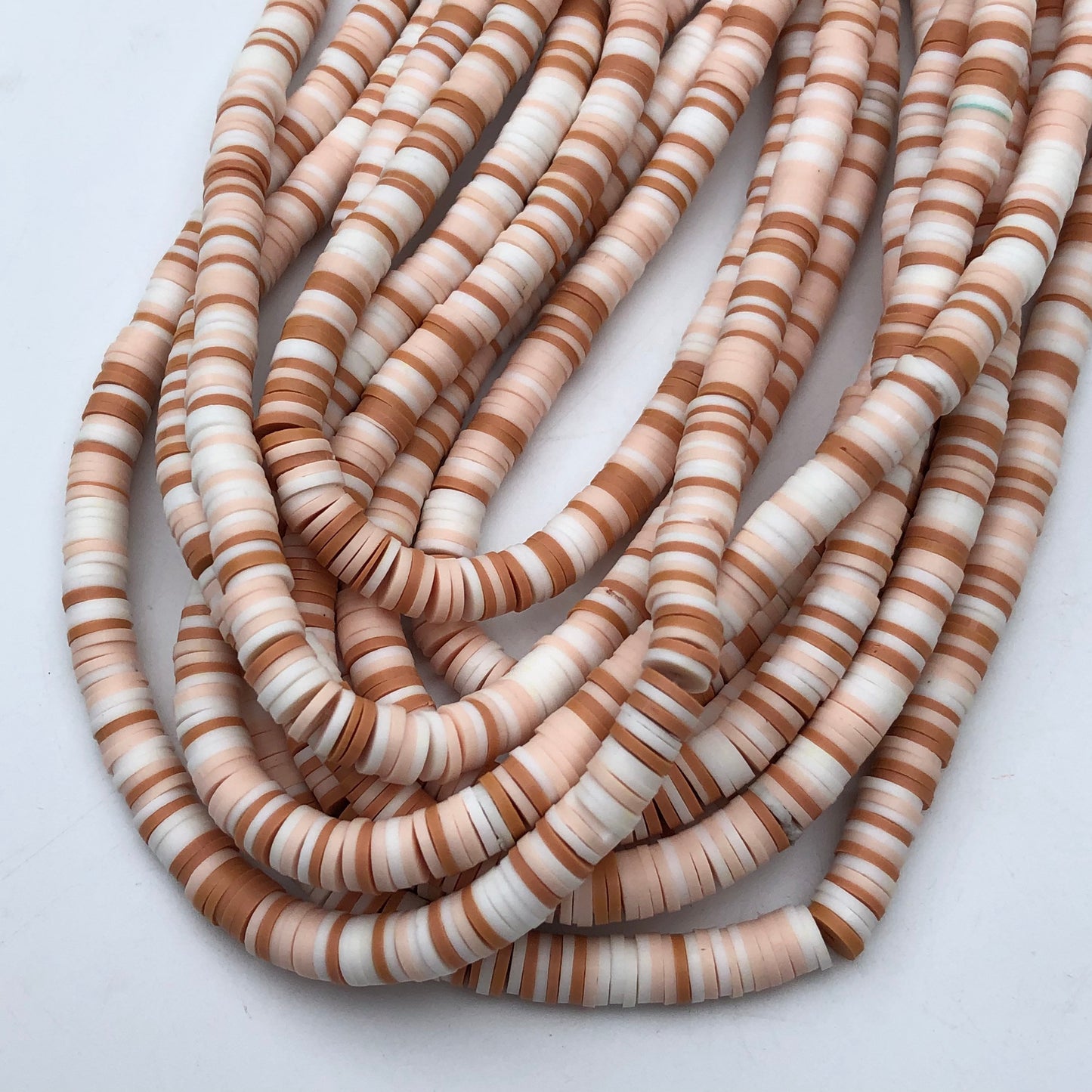 Beige and Brown Polymer Clay Disc Beads 330pcs Strand Mixed Katsuki Bead 6mm