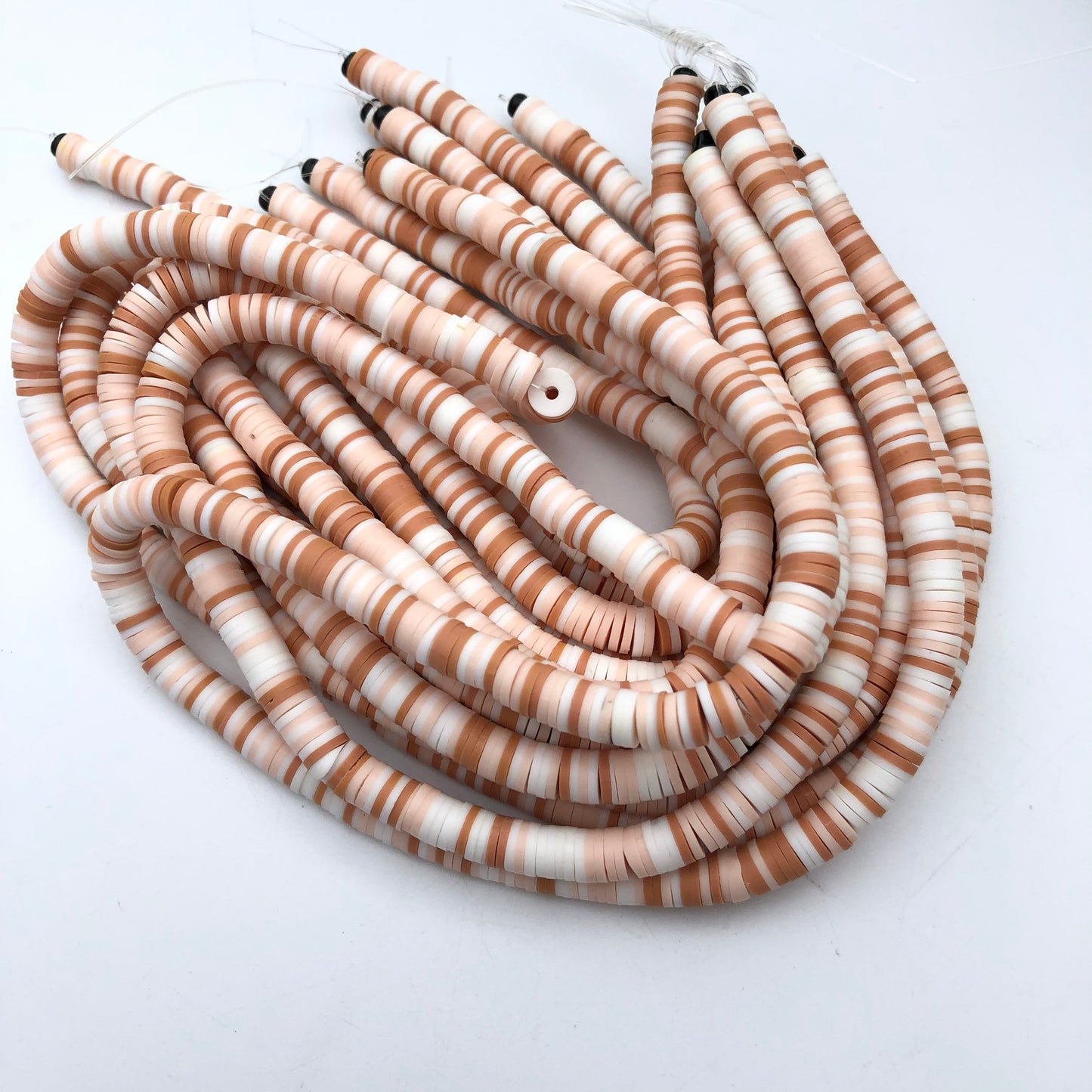 Beige and Brown Polymer Clay Disc Beads 330pcs Strand Mixed Katsuki Bead 6mm
