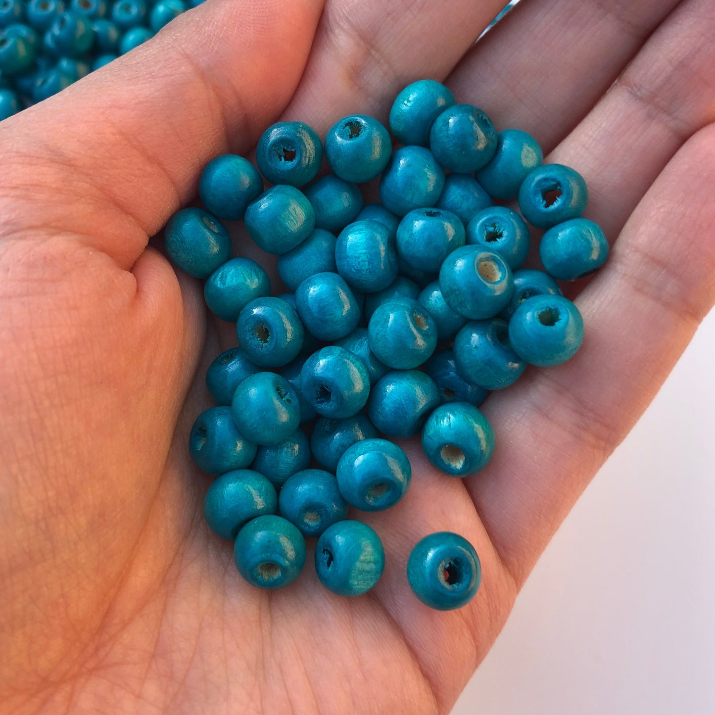 Turquoise Blue Wood Bead 8.5mm Round Wooden Craft Bead 150 Pieces