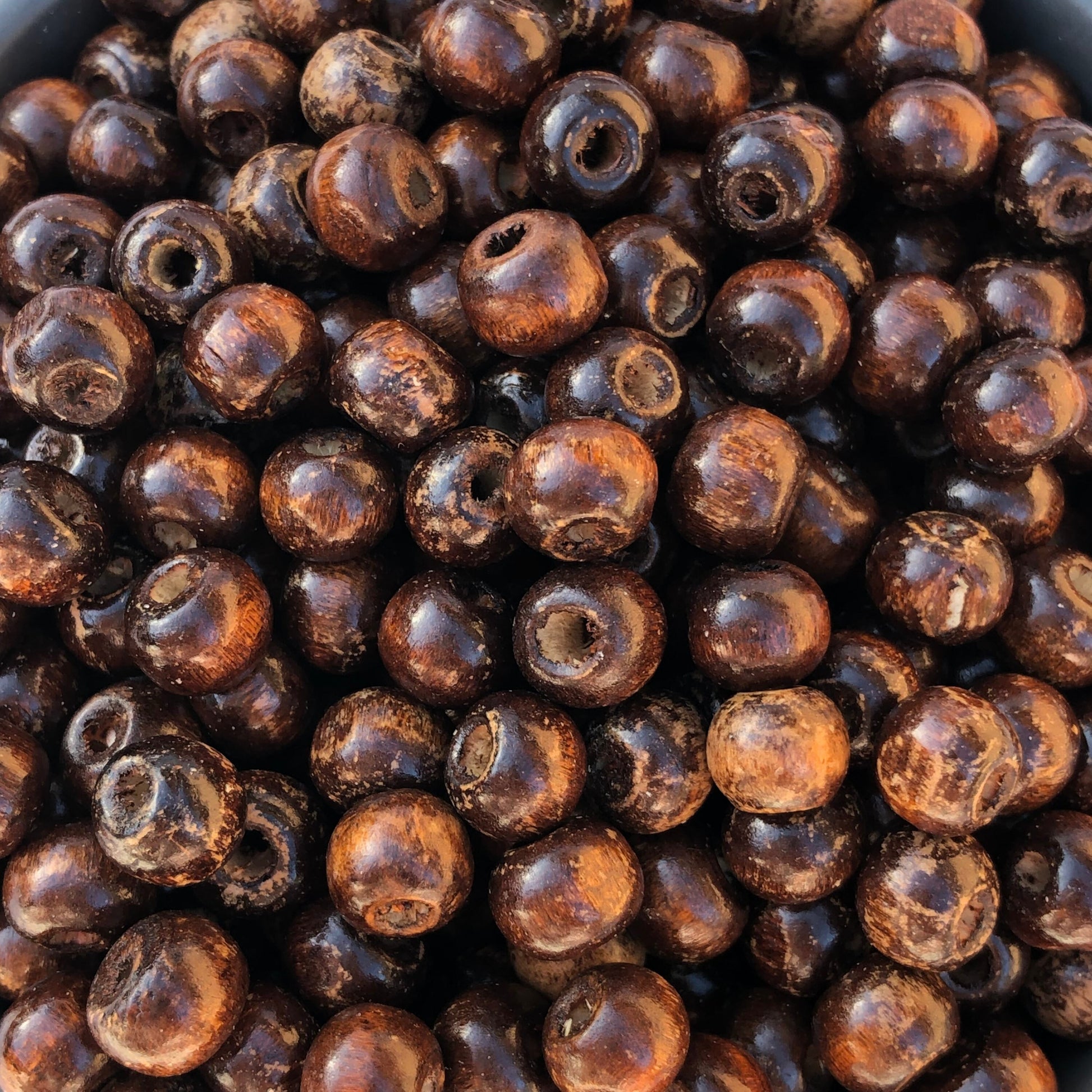 150pcs Antique Brown Wood Bead