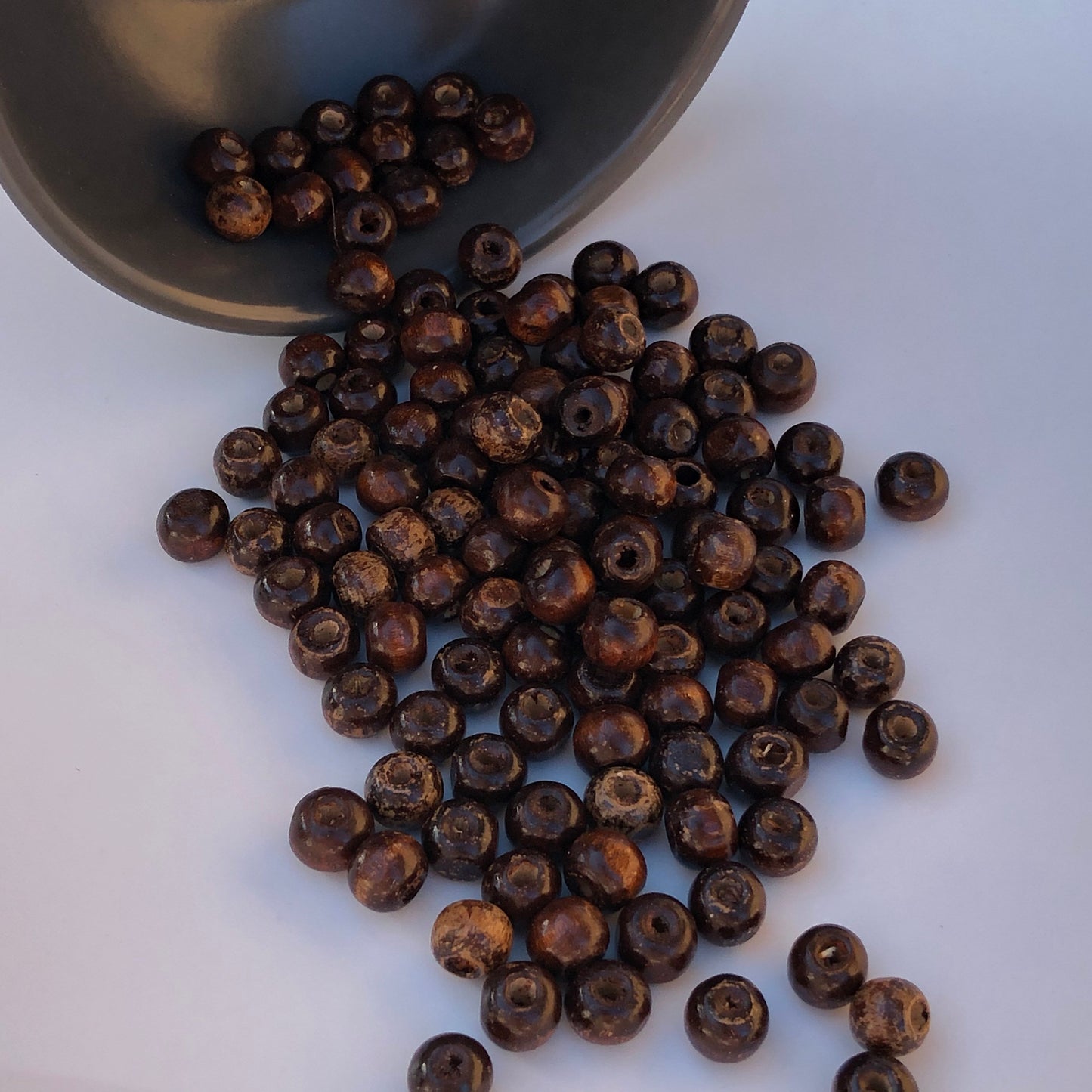 150pcs Antique Brown Wood Bead