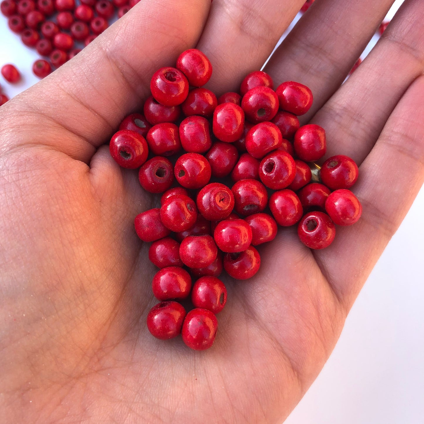 Red Wood Beads 8.5mm Round Wooden DIY Jewellery Bead 150 Pieces