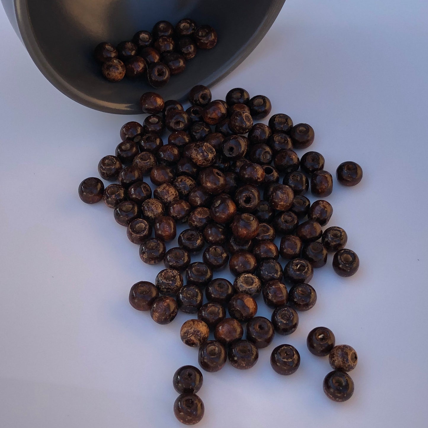 150pcs Antique Brown Wood Bead