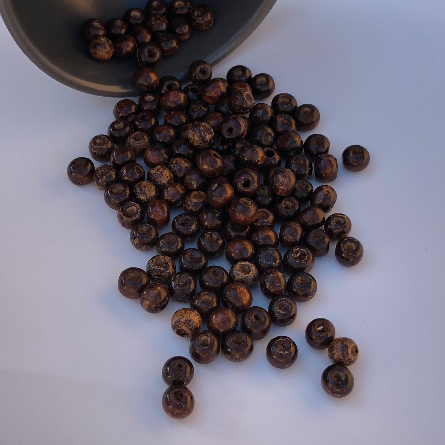 150pcs Antique Brown Wood Bead