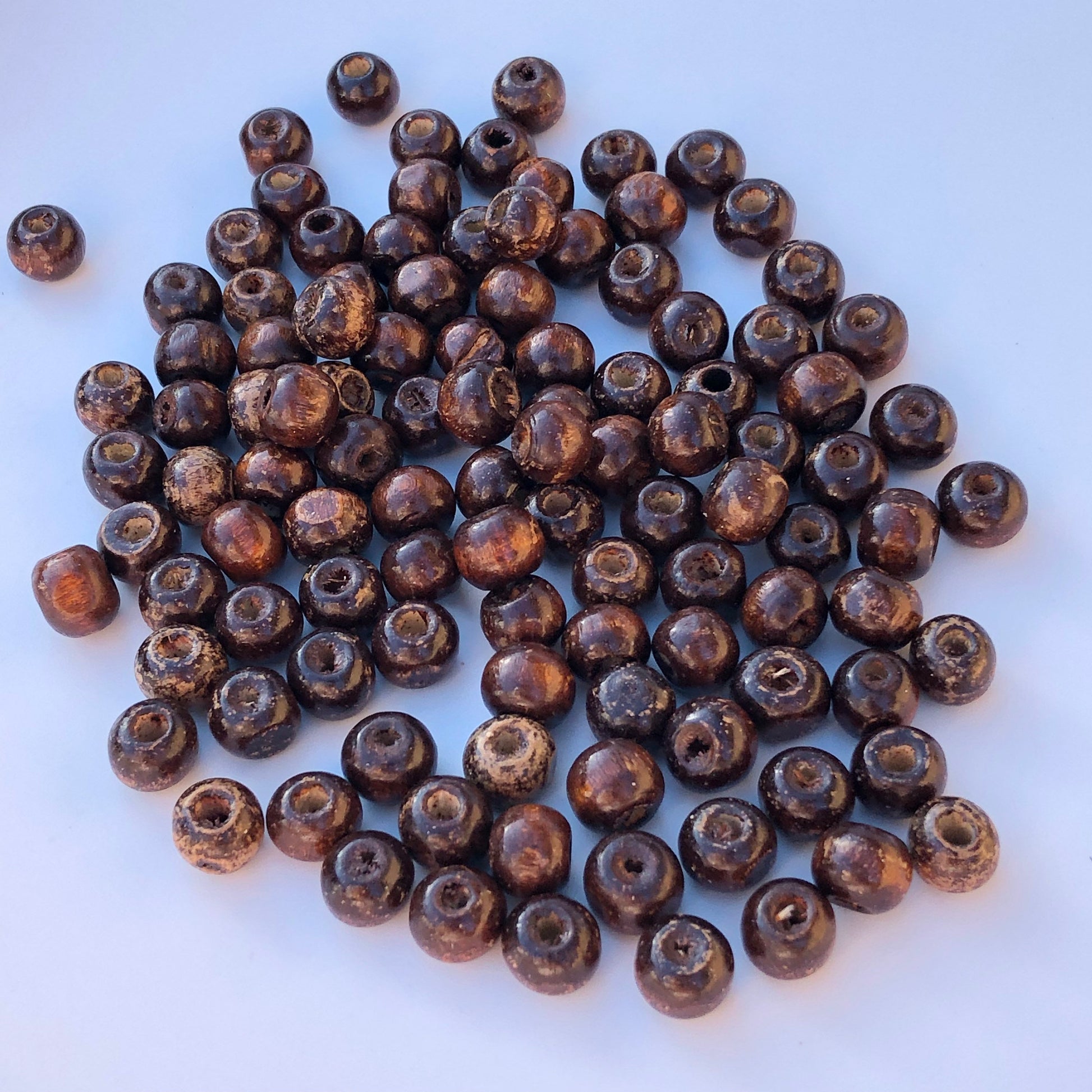 150pcs Antique Brown Wood Bead