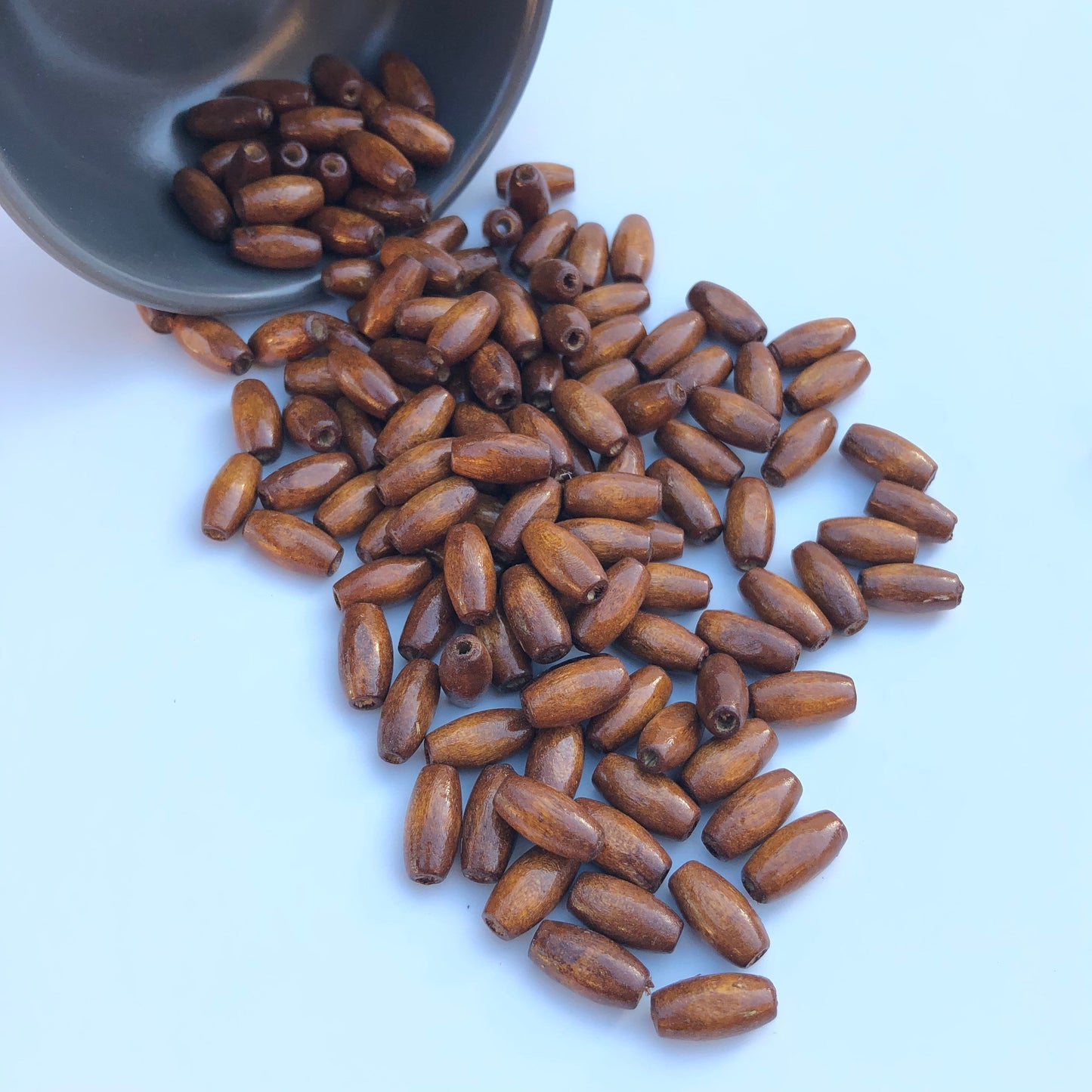 Honey Brown Wood Beads 15x7mm Oval DIY Jewellery Craft Bead 50 Pieces