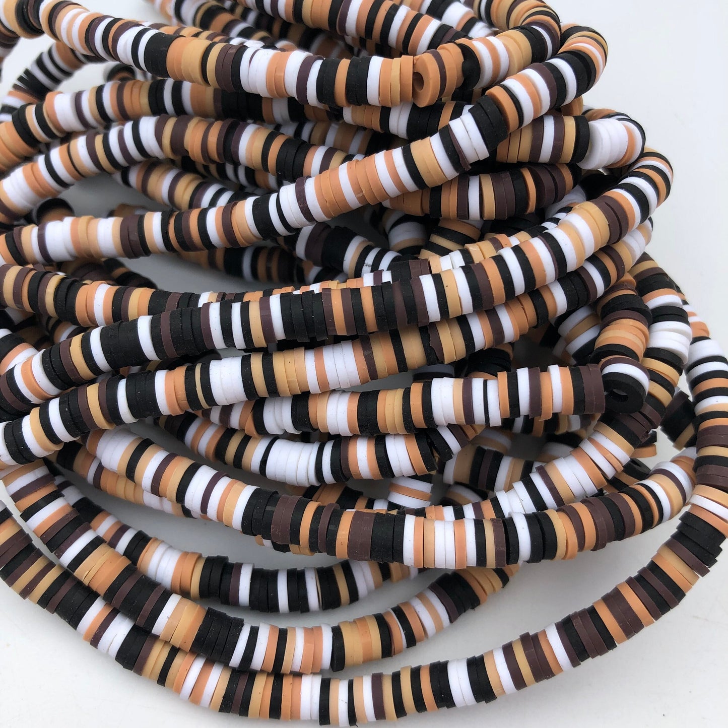 Mixed Brown Polymer Clay Disc Beads 330pcs Strand Katsuki Bead 6mm