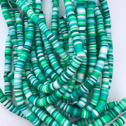 Mixed Green Polymer Clay Disc Beads 330pcs Strand Katsuki Bead 6mm
