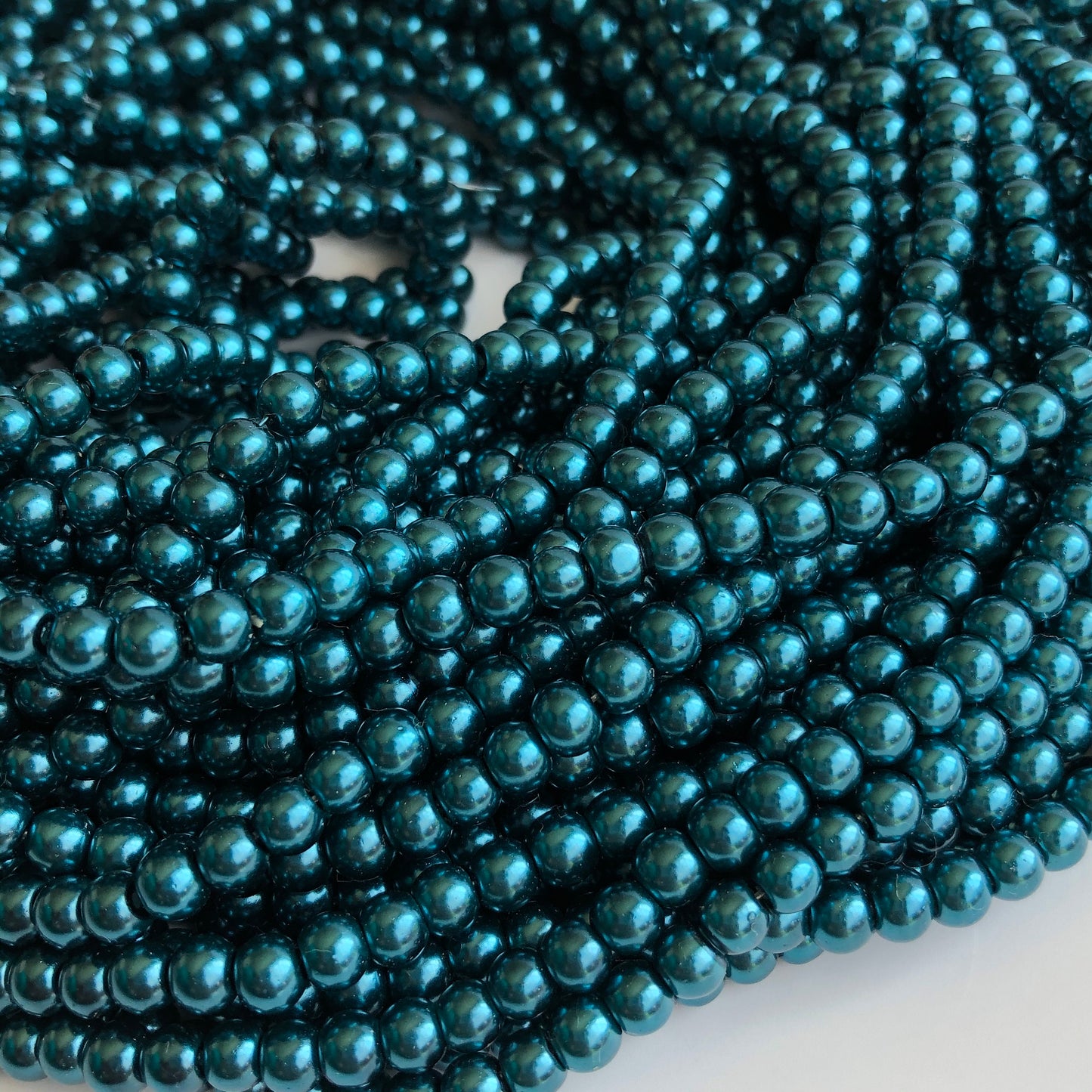 Round Glass Beads, 5mm smooth Teal Green Pearl Bead Strand Jewellery Making Spacers 170X Pieces