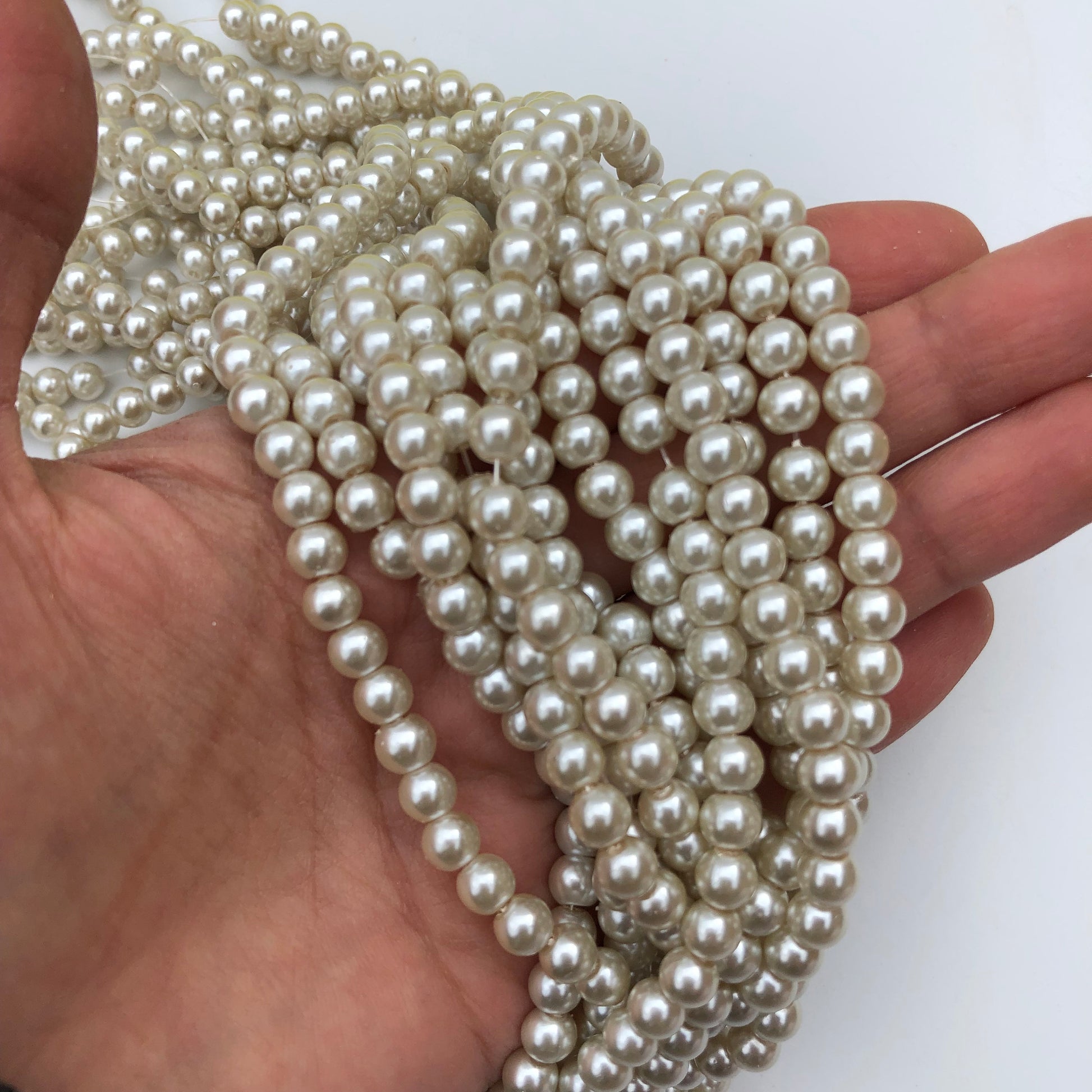 140X Pieces Round Glass Pearl Beads