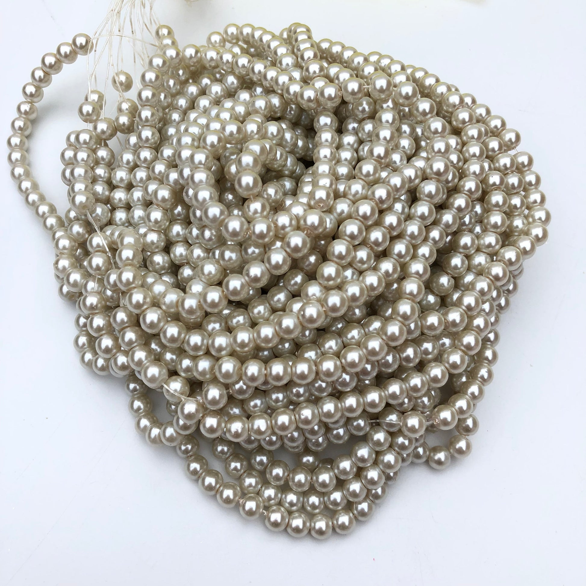 140X Pieces Round Glass Pearl Beads