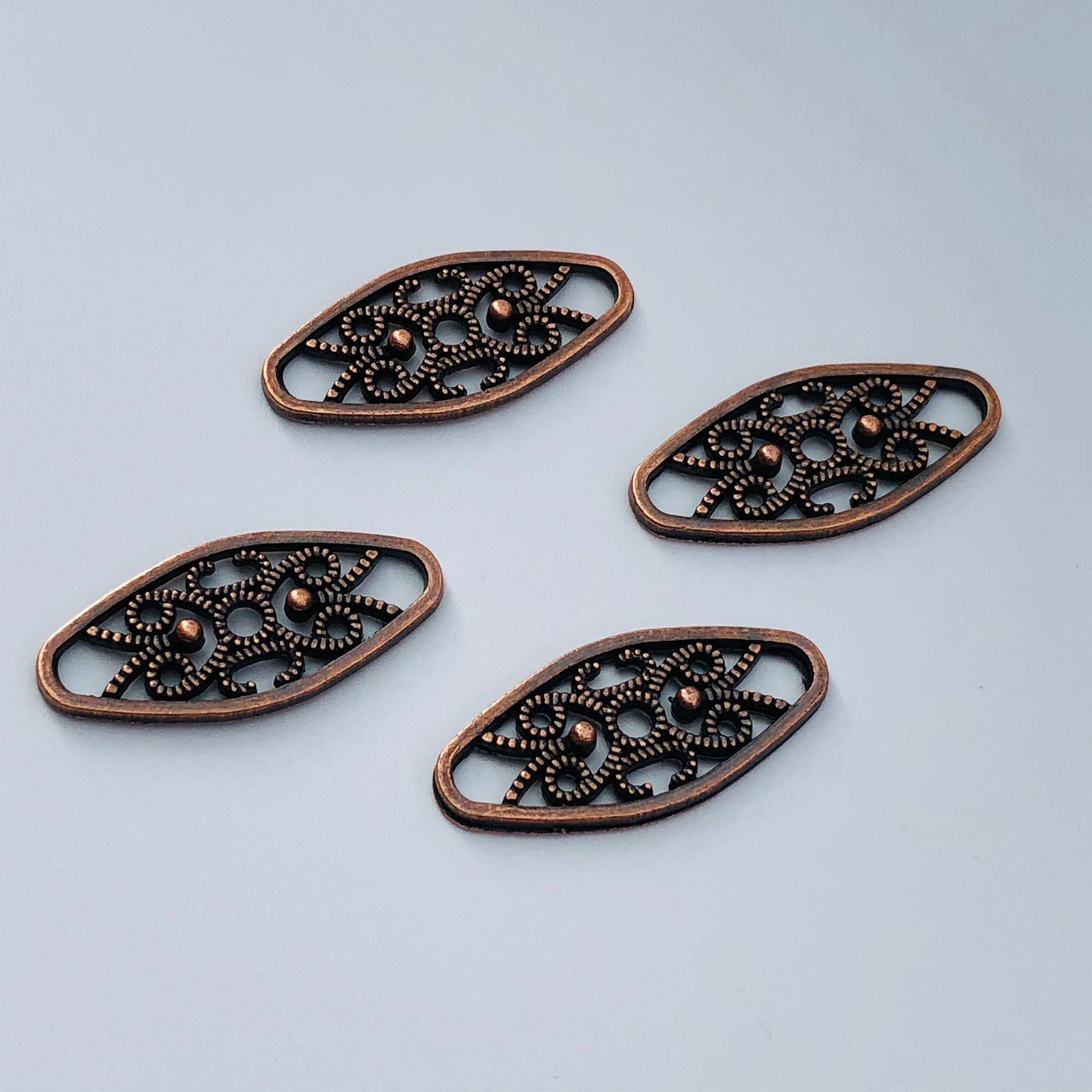 Metal Bead Link Charm 24x11mm Antique Copper Diamond Connector 10 pieces