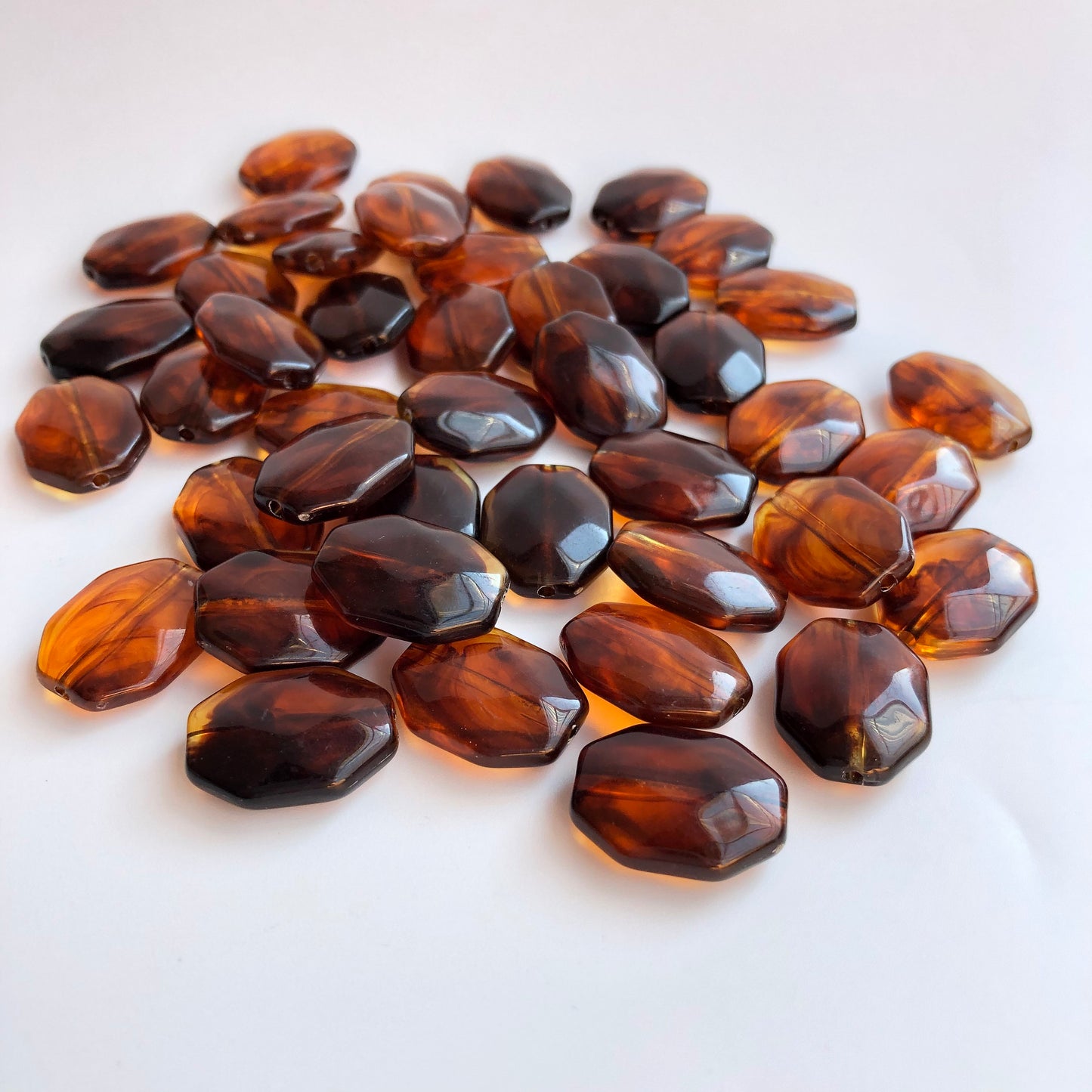 Honey Orange Brown Octagon Beads 20x15mm Acrylic Resin Bead Statement 10 Pieces