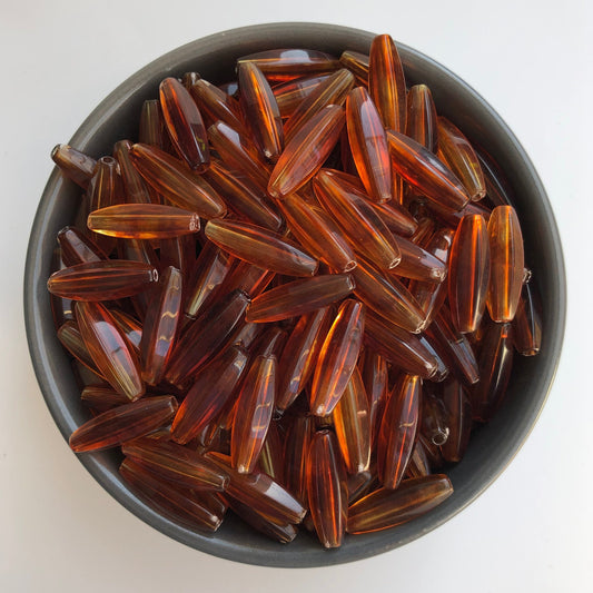 Honey Orange Brown Resin Beads 21x7mmLong Oval Jewellery Craft Beads 20 Pieces