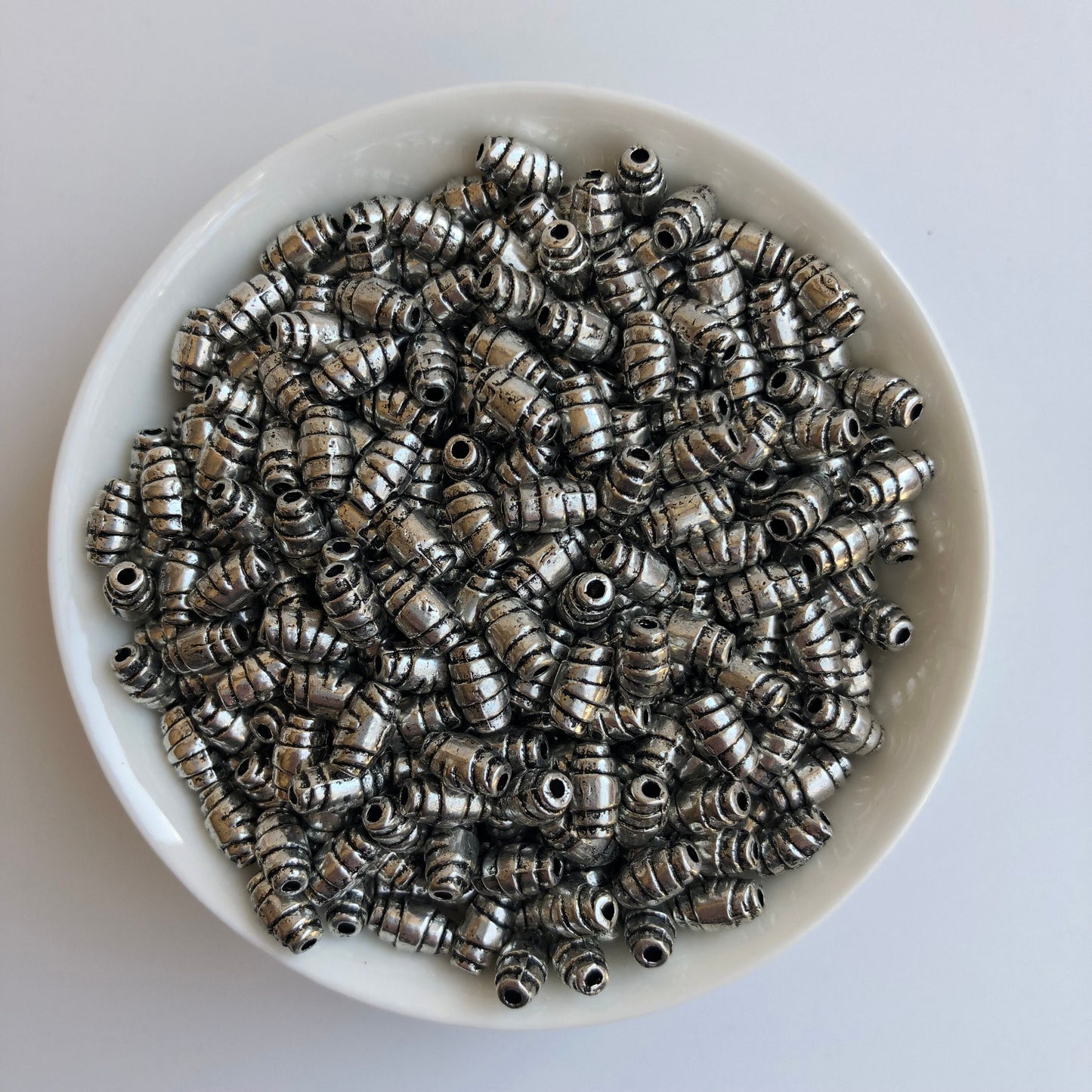 50 pcs Metal Beads, 7mm x 5mm Oval Silver Roce Bead, Criossant Shape Metallic Spacer