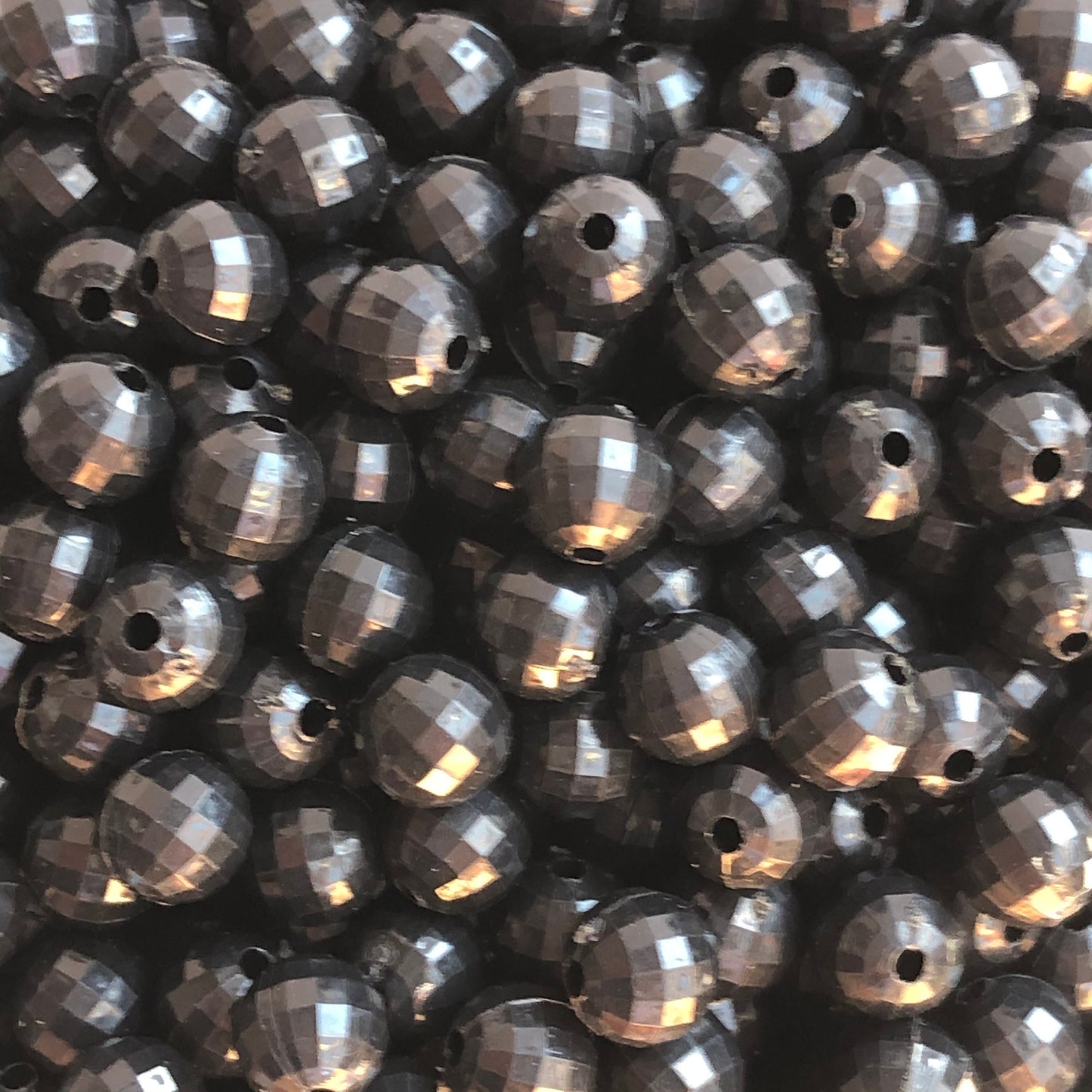 8mm Round Solid Black Faceted Plastic Beads set of 50 pieces Disco Shape Ball Bead