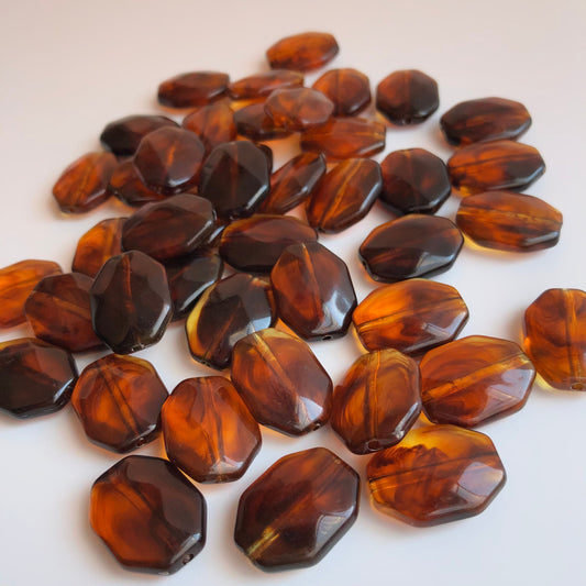 Honey Orange Brown Octagon Beads 20x15mm Acrylic Resin Bead Statement 10 Pieces