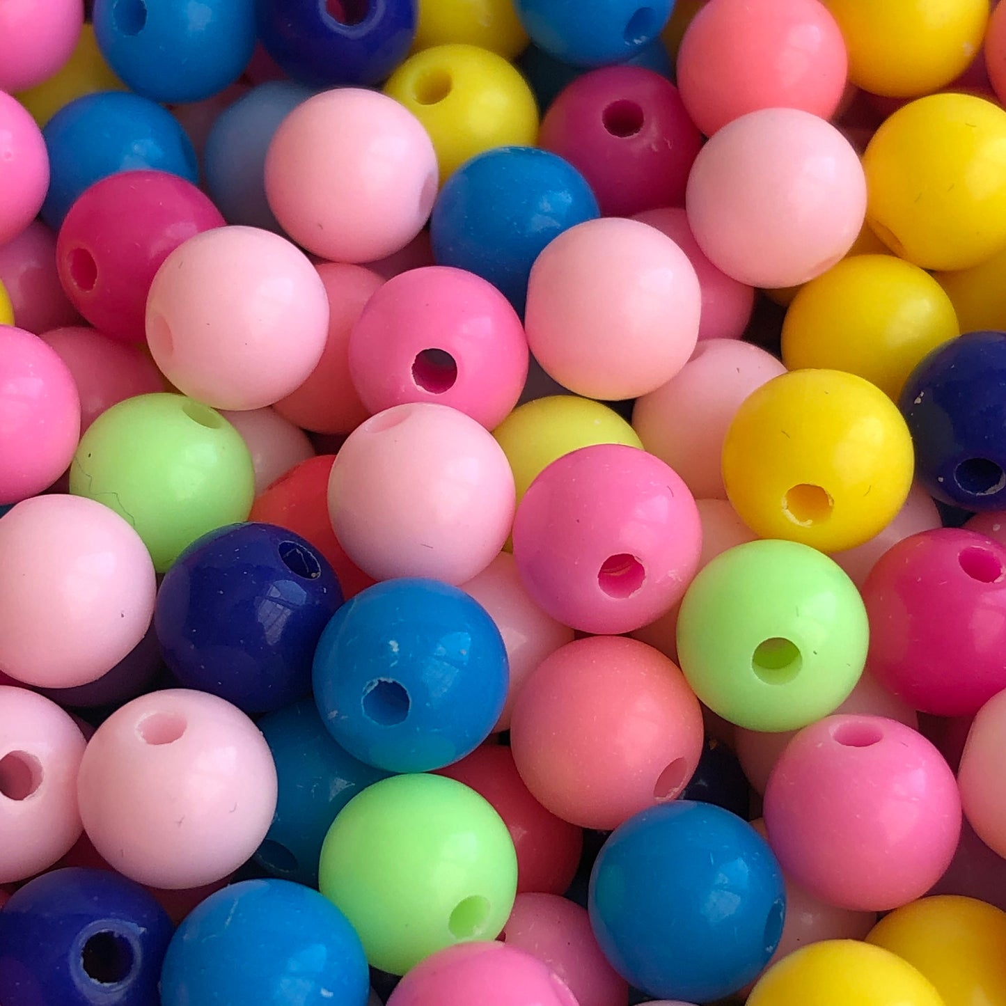 Mixed Multi Colour Plastic Bead 8mm Round DIY Bracelet Making Bead 100 Pieces