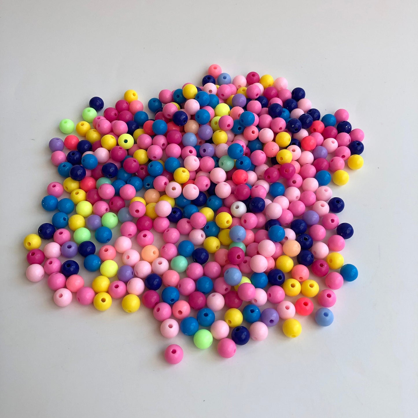 Mixed Multi Colour Plastic Bead 8mm Round DIY Bracelet Making Bead 100 Pieces
