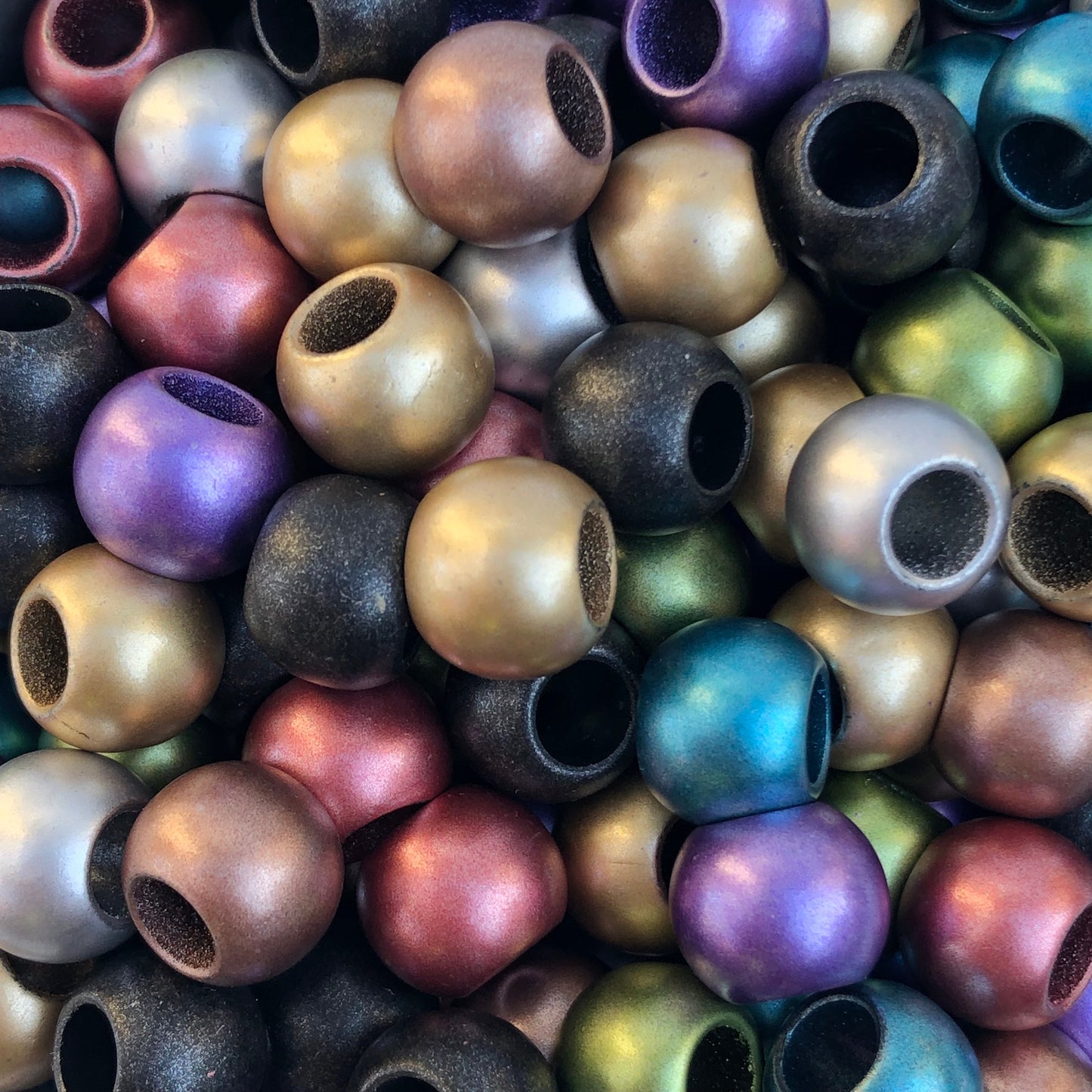 Mixed Matte Metallic Macrame Beads 12mm Round Plastic Resin Bead 50 Pieces