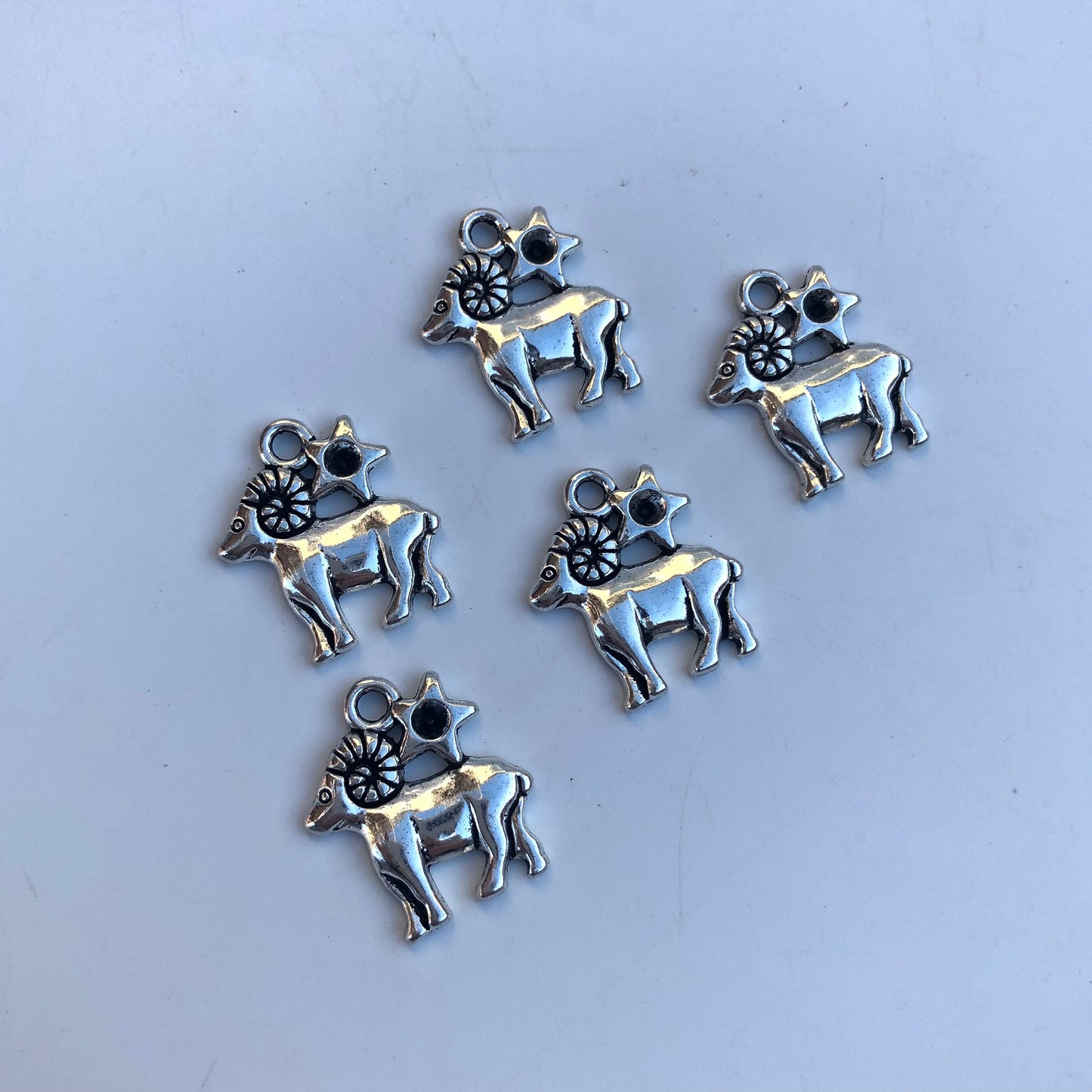 Aries Star Sign Charm 20x17mm Metal Alloy Ram Zodiac Birth March April Month Symbol Charms 5pcs