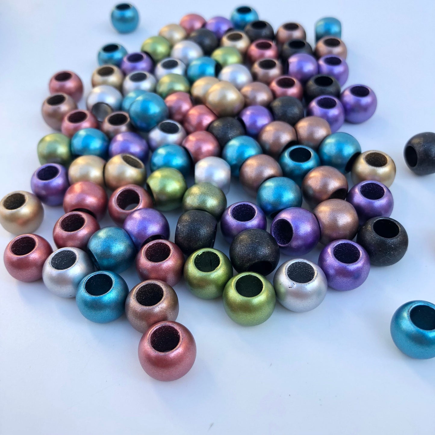 Mixed Matte Metallic Macrame Beads 12mm Round Plastic Resin Bead 50 Pieces