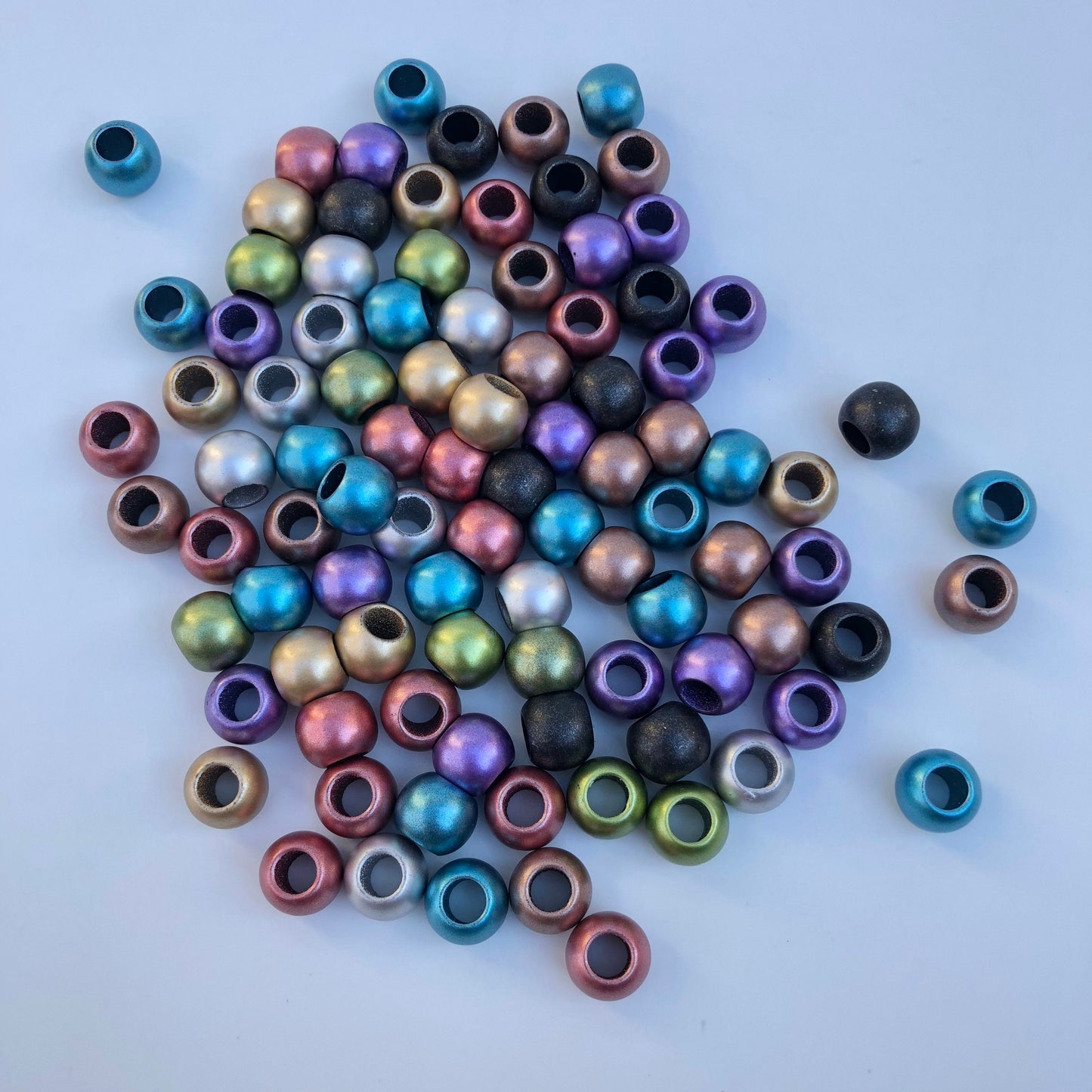 Mixed Matte Metallic Macrame Beads 12mm Round Plastic Resin Bead 50 Pieces