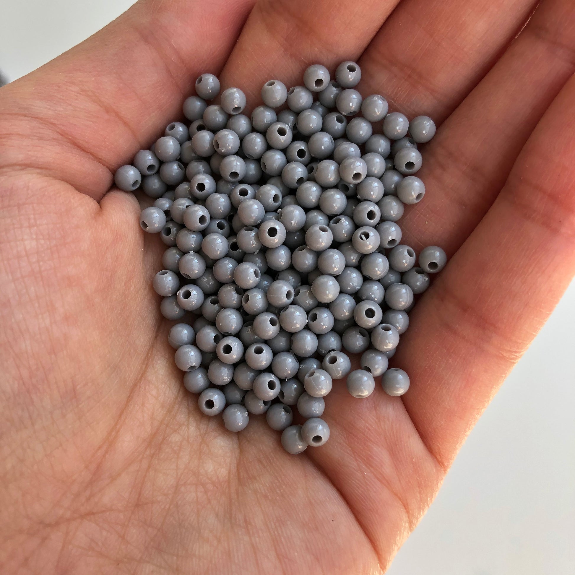 4mm Round Grey Beads