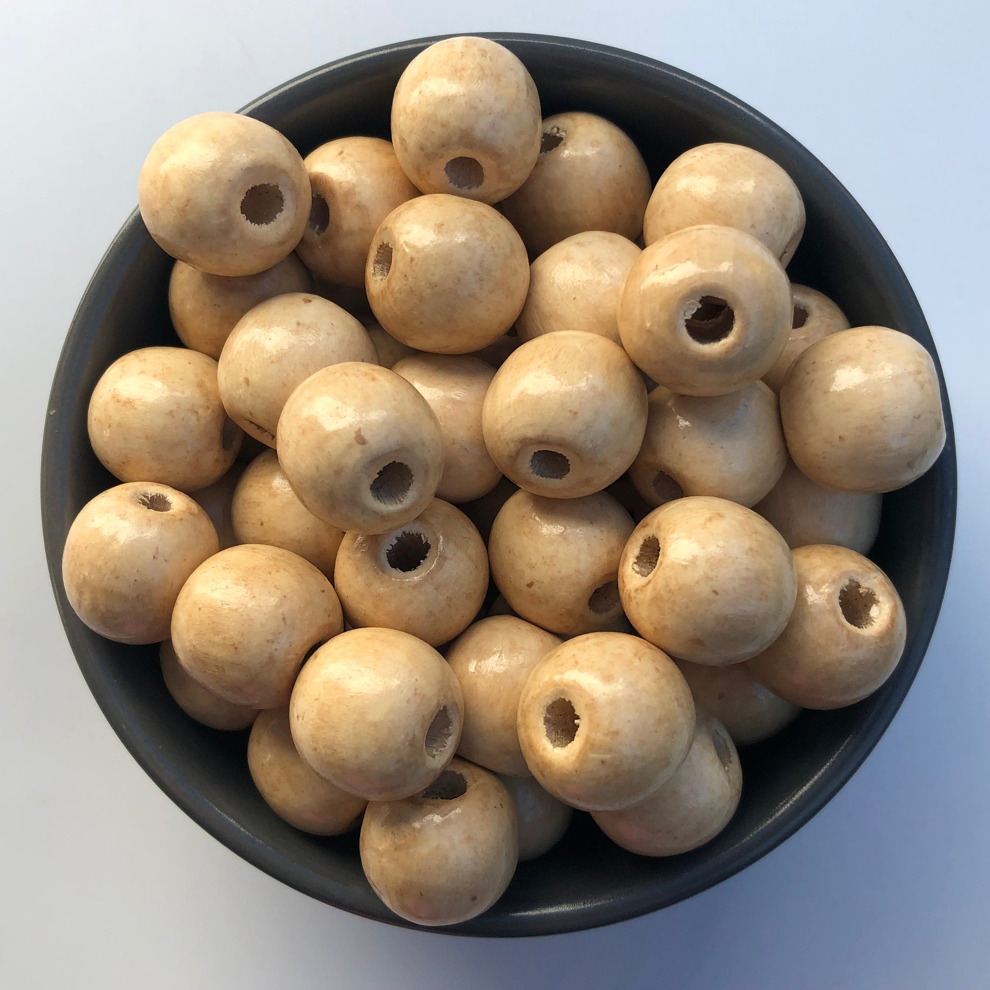 20X Antique Beige Wood Beads