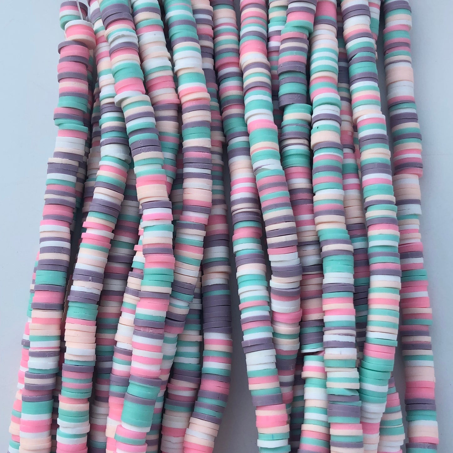 Pink Polymer Clay Beads 6mm Mixed Round Donut Disc Bead Purple Jewellery Making Beads 40cm Green Strand Bead